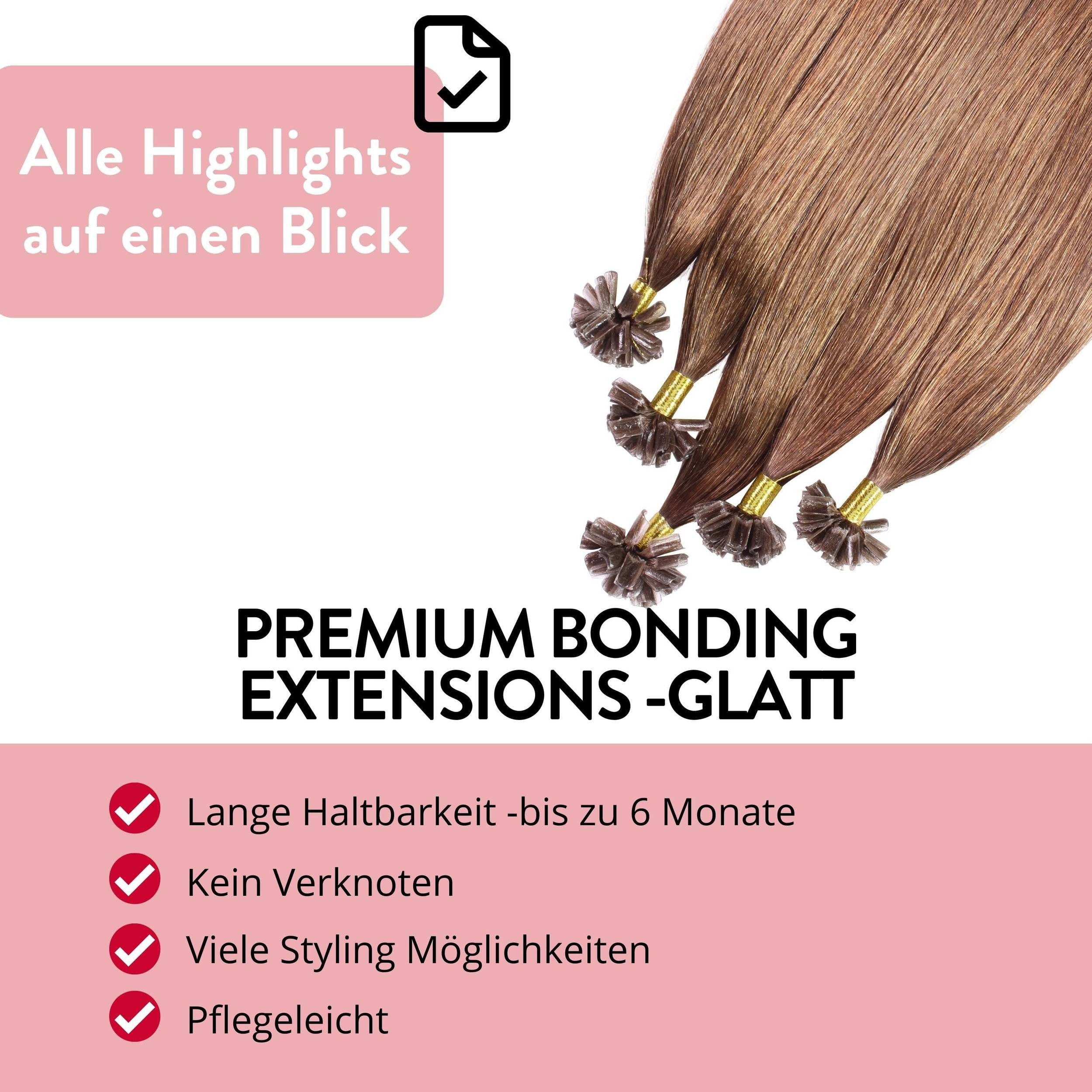 hair2heart Echthaar-Extension Premium Remy Bonding Extensions #8/1 Hellblond Asch 40cm