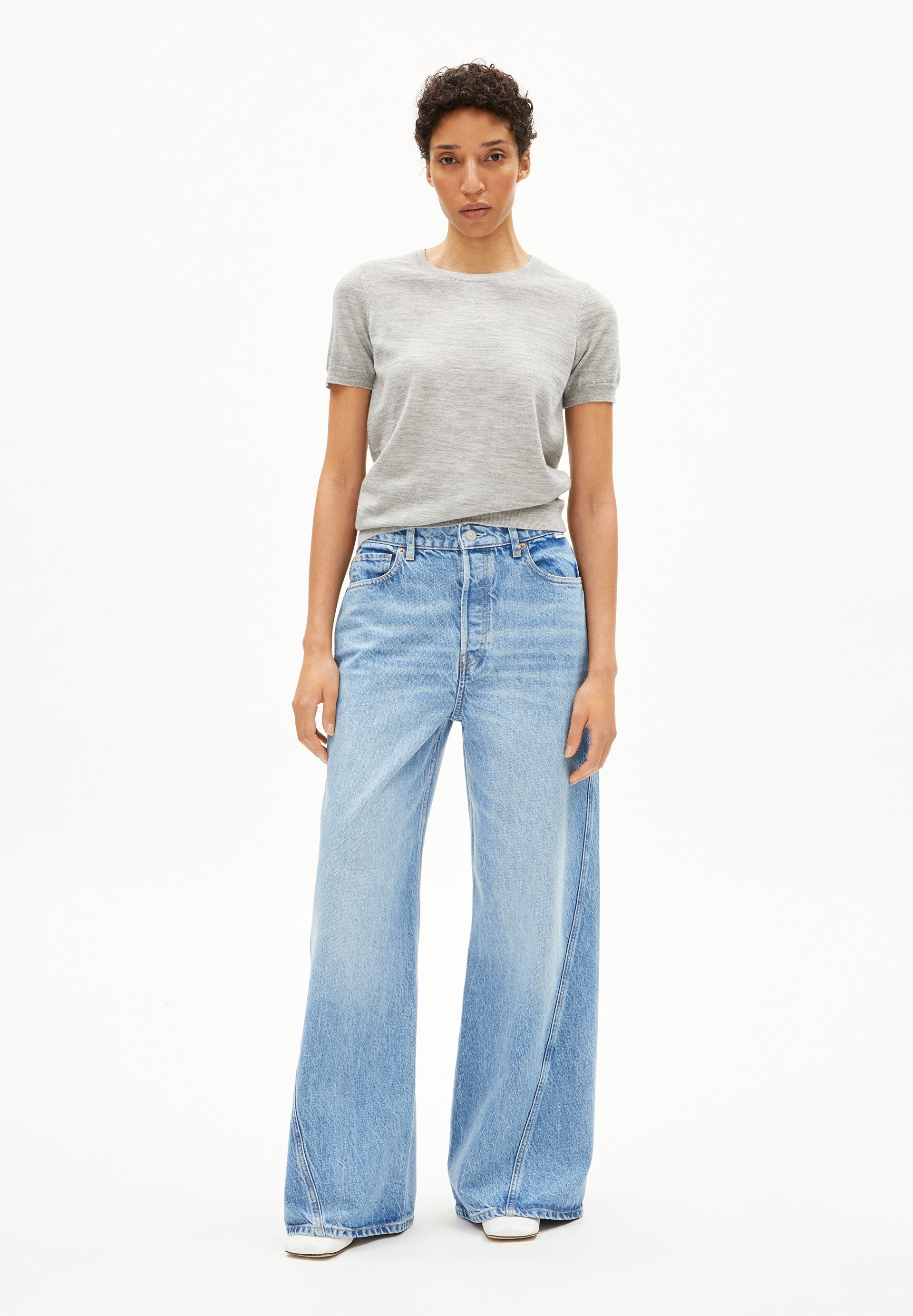 Armedangels T-Shirt GUILIAA MERINO Strickshirt aus Merino-Wolle Slim Fit günstig online kaufen