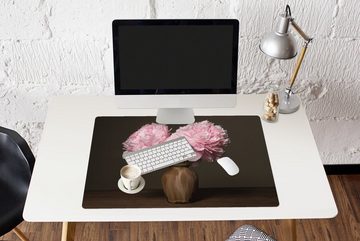 MuchoWow Gaming Mauspad Vase - Blumen - Rosa (1-St), Büro für Tastatur und Maus, Mousepad Gaming, 90x60 cm, XXL, Großes