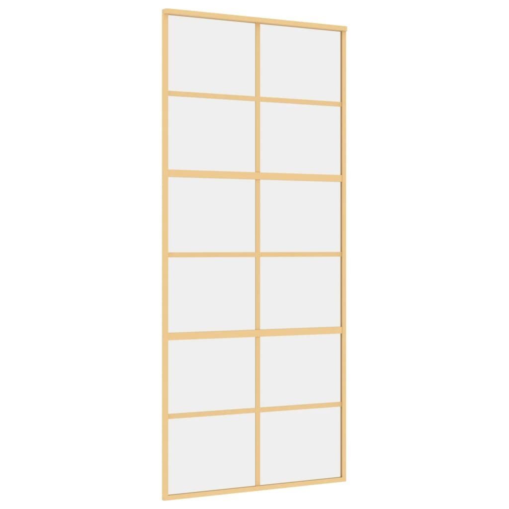 vidaXL Zimmertür 90 x 205 cm Schiebetür Golden 90x205 cm ESG-Klarglas und Aluminium Zim