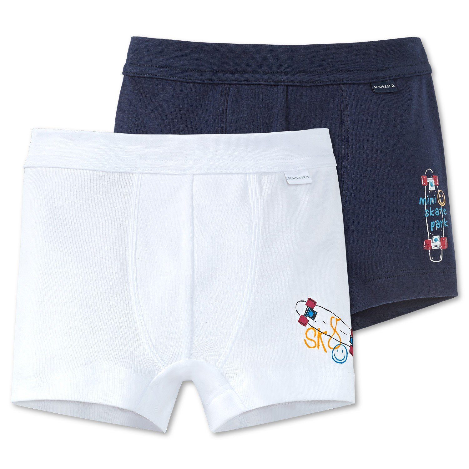 Hip Rise 2-St., Shorts, Jungen Boxershorts (Set, Feinripp Schiesser Set Low Unterhosen, 2er Shorts, Set)