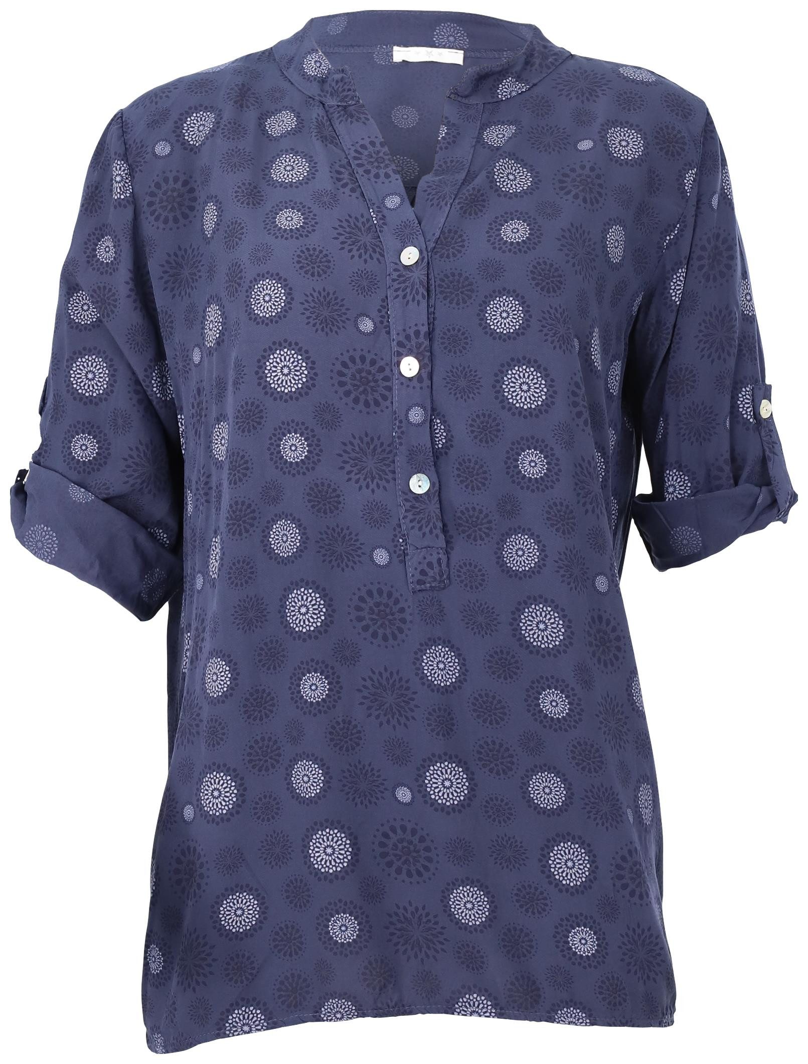 malito more than fashion Schlupfbluse malito Damen Bluse mit Print, Tunika mit ¾ Armen, Blusenshirt auch Bluse mit Kreis Blumen Print 3/4 Ärmeln Einheitsgröße – Bild 4 von 5