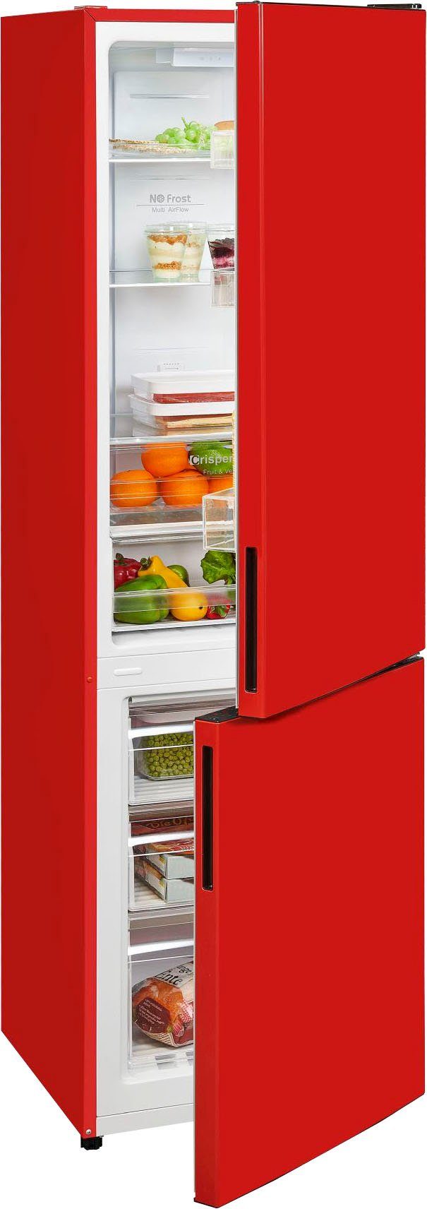 exquisit Kühl/Gefrierkombination KGC 265/505 NFA++ Rot, 180 cm hoch
