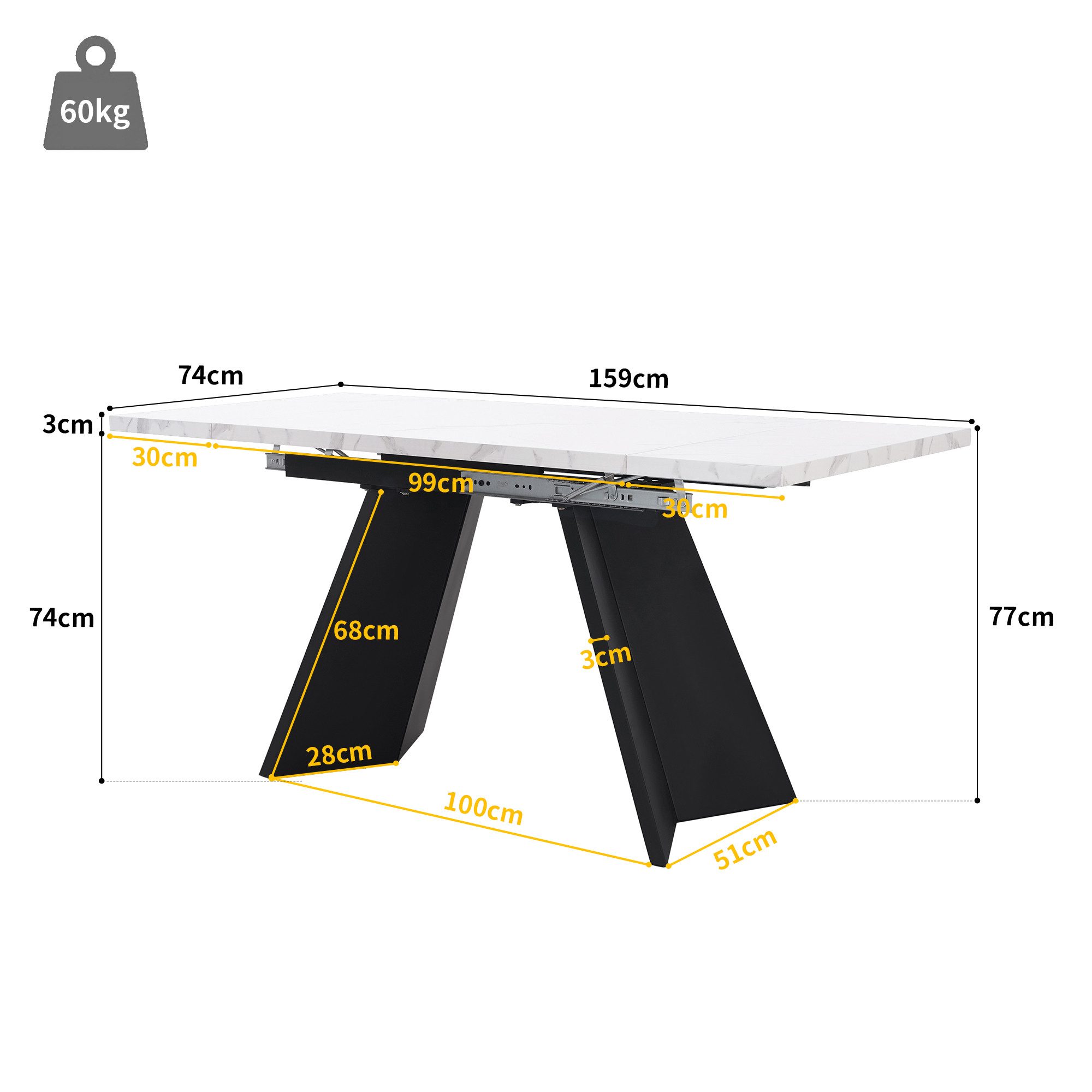 Flieks Essgruppe, (Set, 5-tlg., Tisch mit 4 Stühlen, klapper Tischplatte 99-159cm), ausziehbarer Esstisch mit 4 Stühlen Set Esszimmer Sitzgruppe