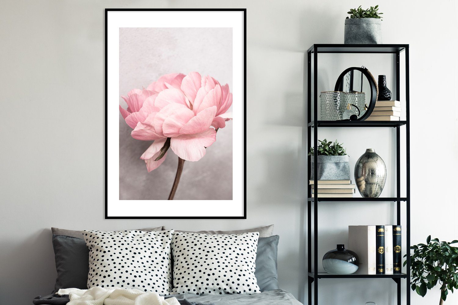 MuchoWow Poster Blumen - Rosa - Natur - Pflanze, (1 St), Kunstdruck, Poster  mit Schwarzem Frame, Bilder, Dekoration, Wanddeko