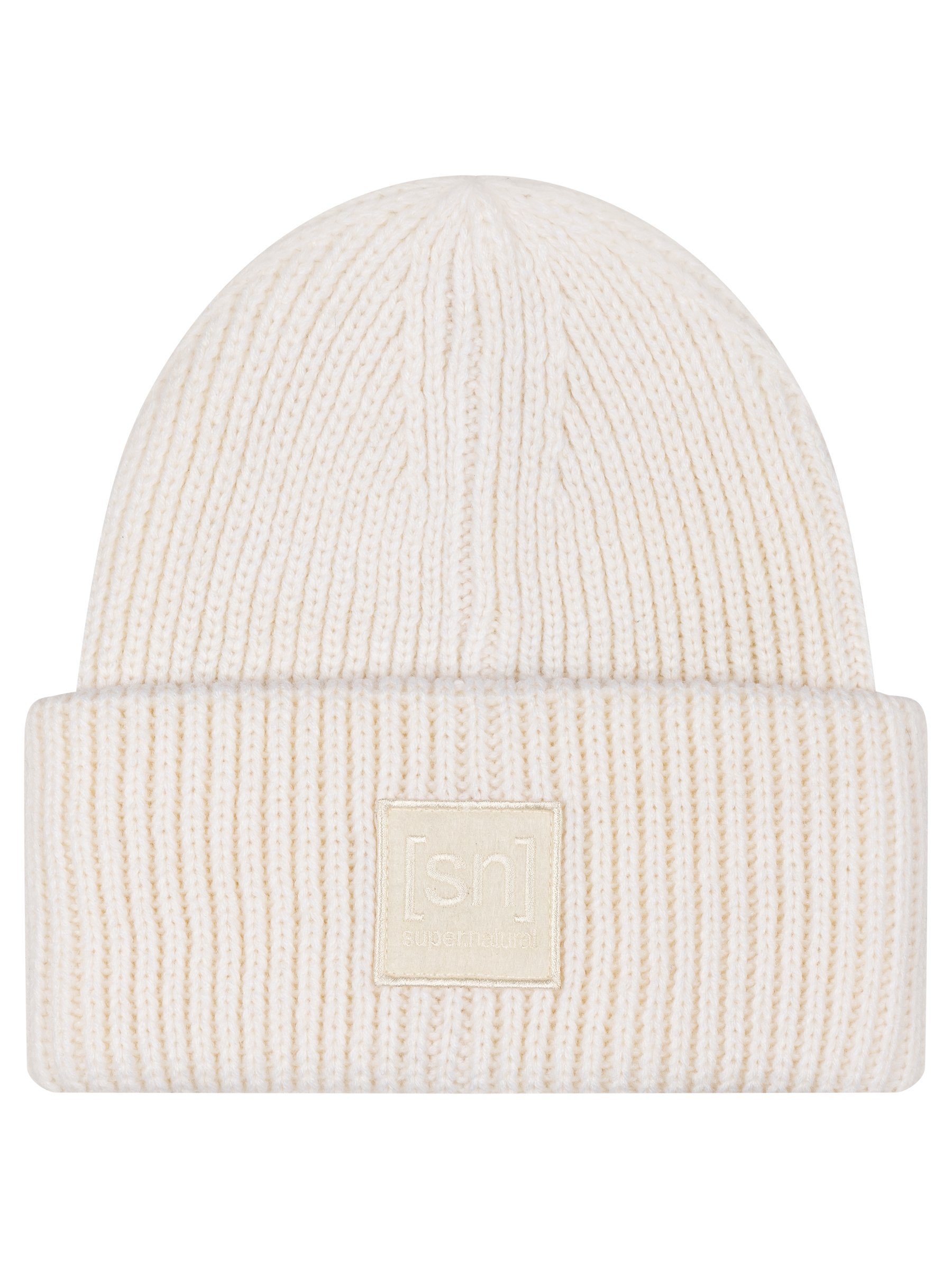 SUPER.NATURAL Beanie für Damen, aus Merino KRISSINI BEANIE wärmender Merino-Materialmix