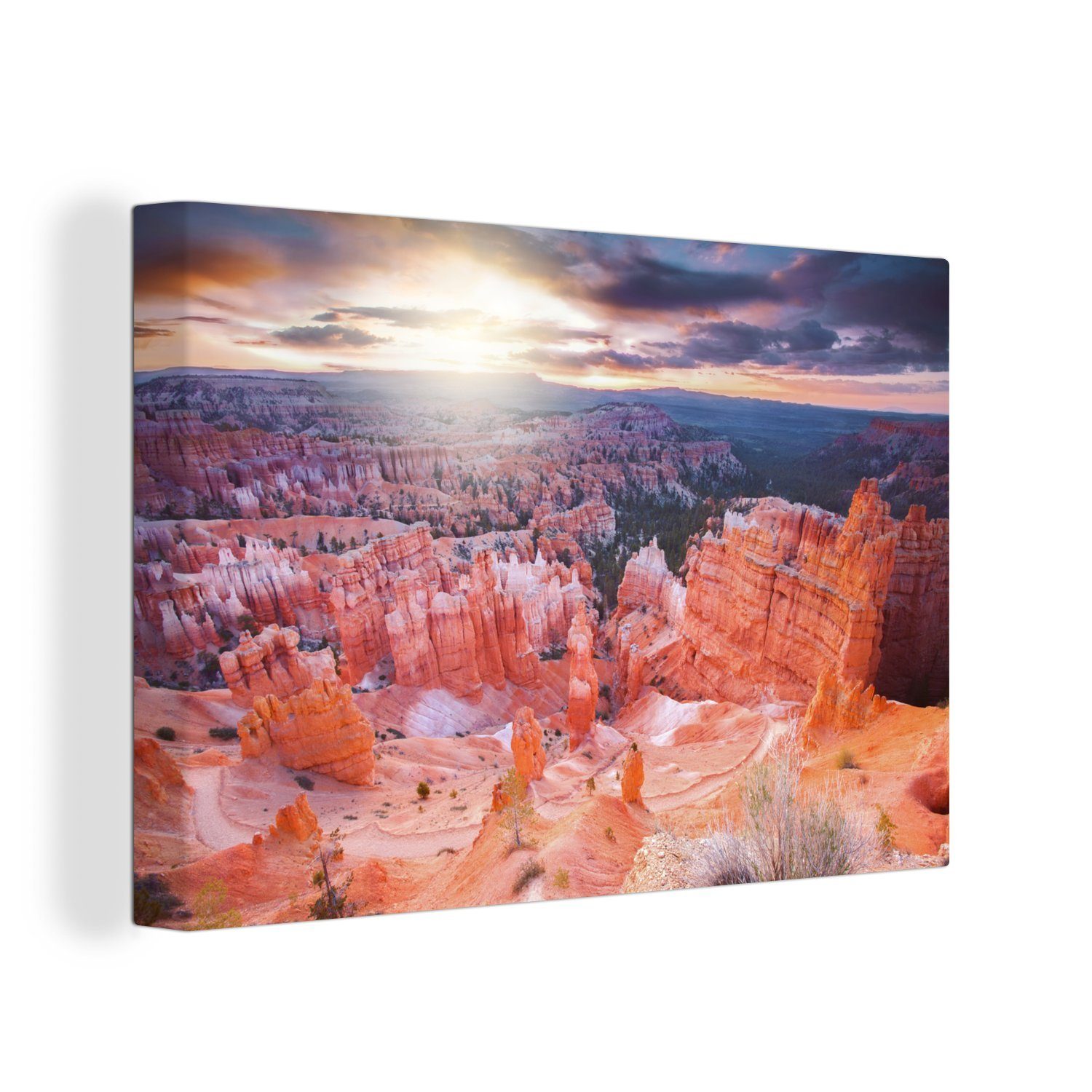 Wanddeko, Wandbild dem cm OneMillionCanvasses® St), Zeichnung Leinwandbilder, über National Park, 30x20 Bryce (1 Aufhängefertig, am Canyon Leinwandbild Himmel