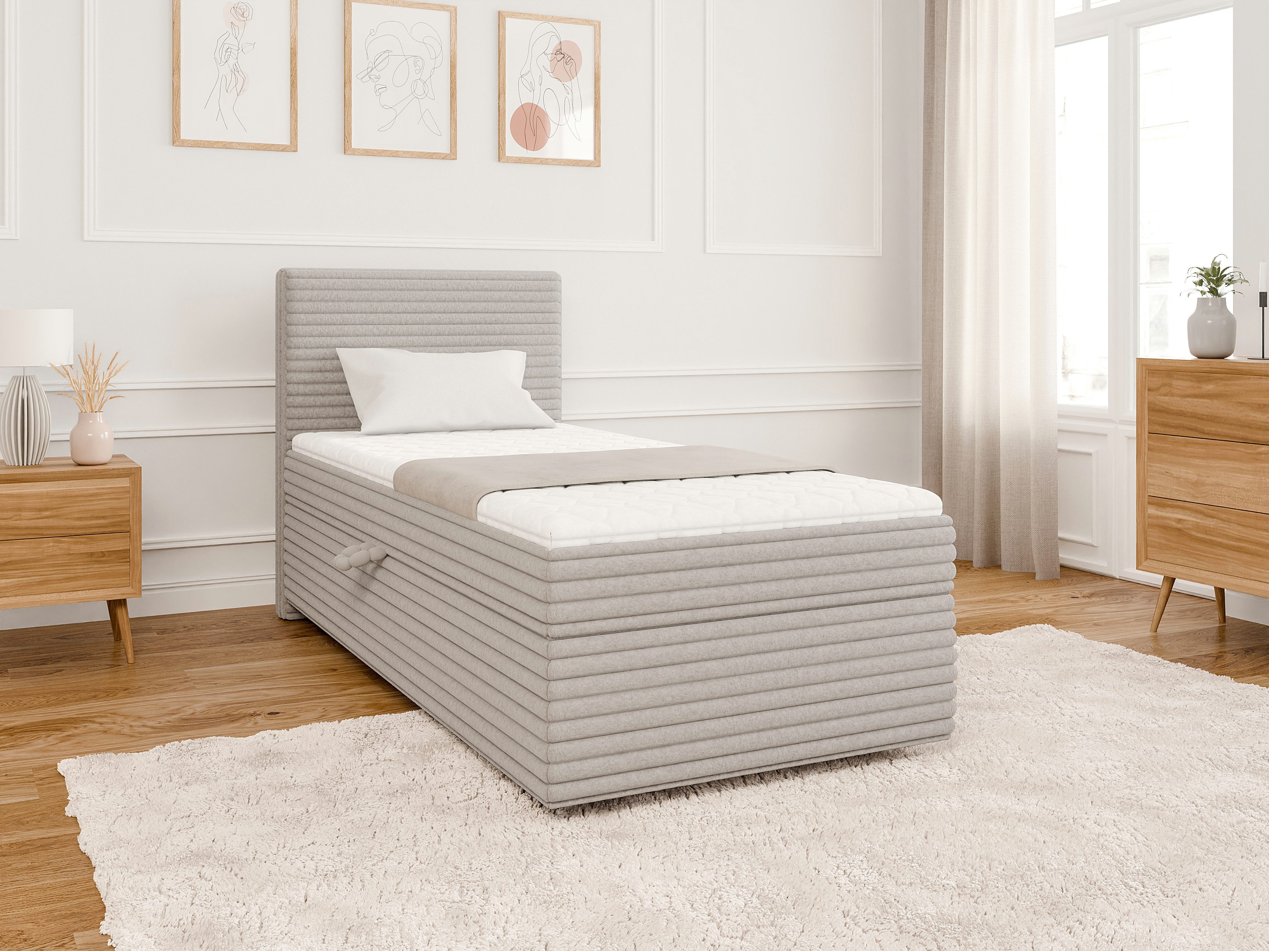 S-Style Möbel Boxspringbett Jasper mit Topper und Bettkästen, aus Plüschcor günstig online kaufen
