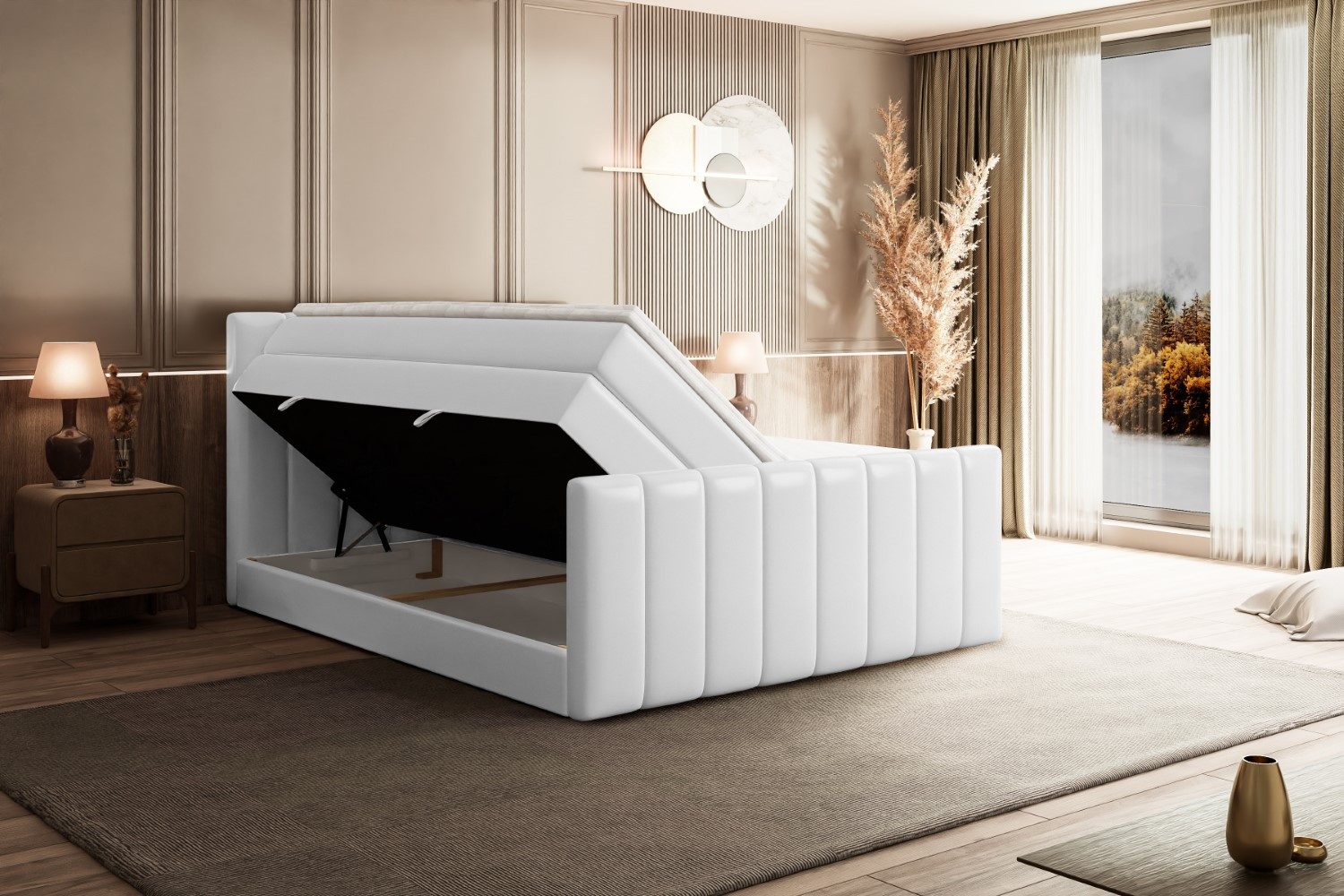 ALTDECOR Boxspringbett OTTA-Z KING (Multipocket-Matratze H4, H3 Matratze Bonellfederung, Topper, Kopfteil), Doppelbett mit Fußteil