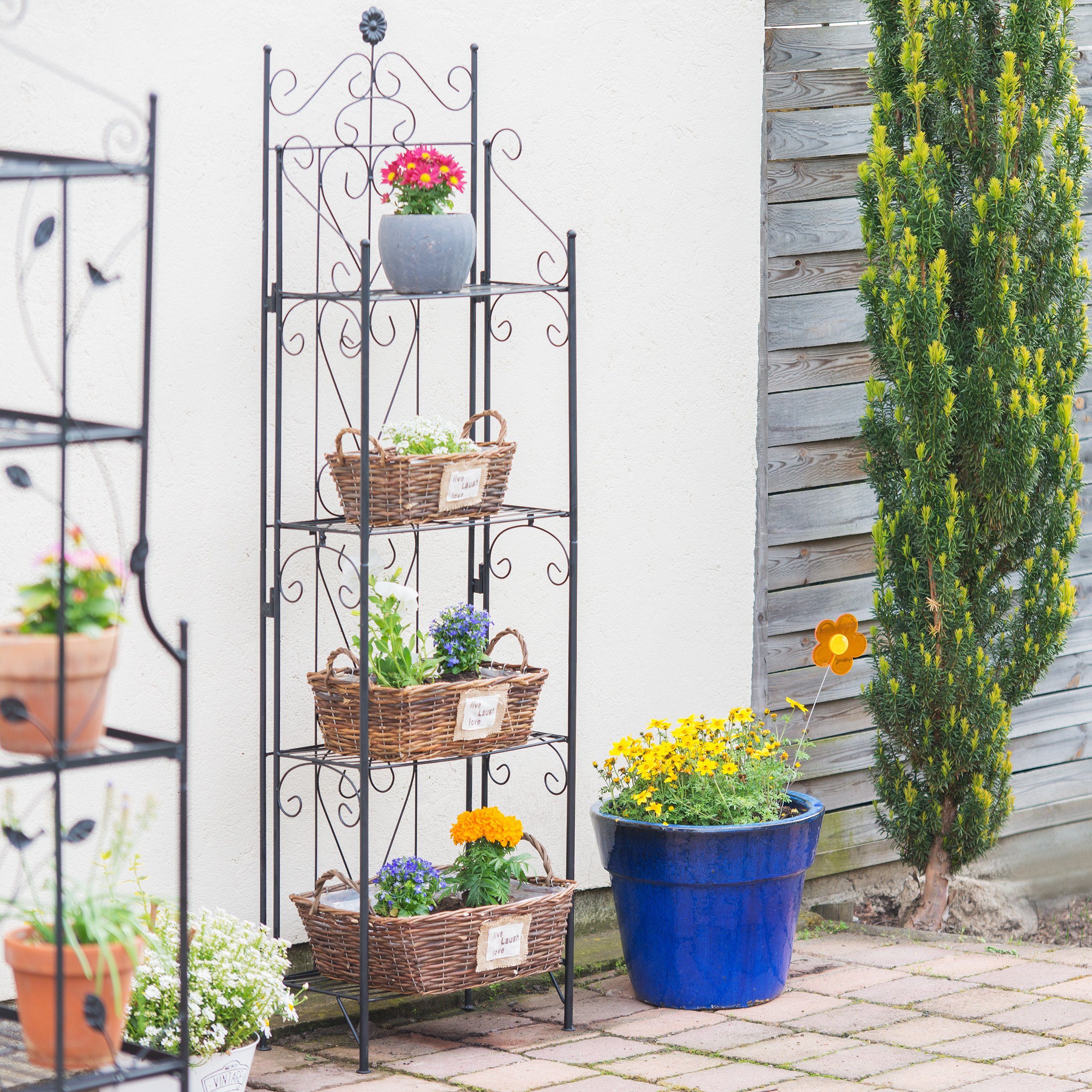 relaxdays Blumenständer Blumenregal Metall 4 Ablagen günstig online kaufen