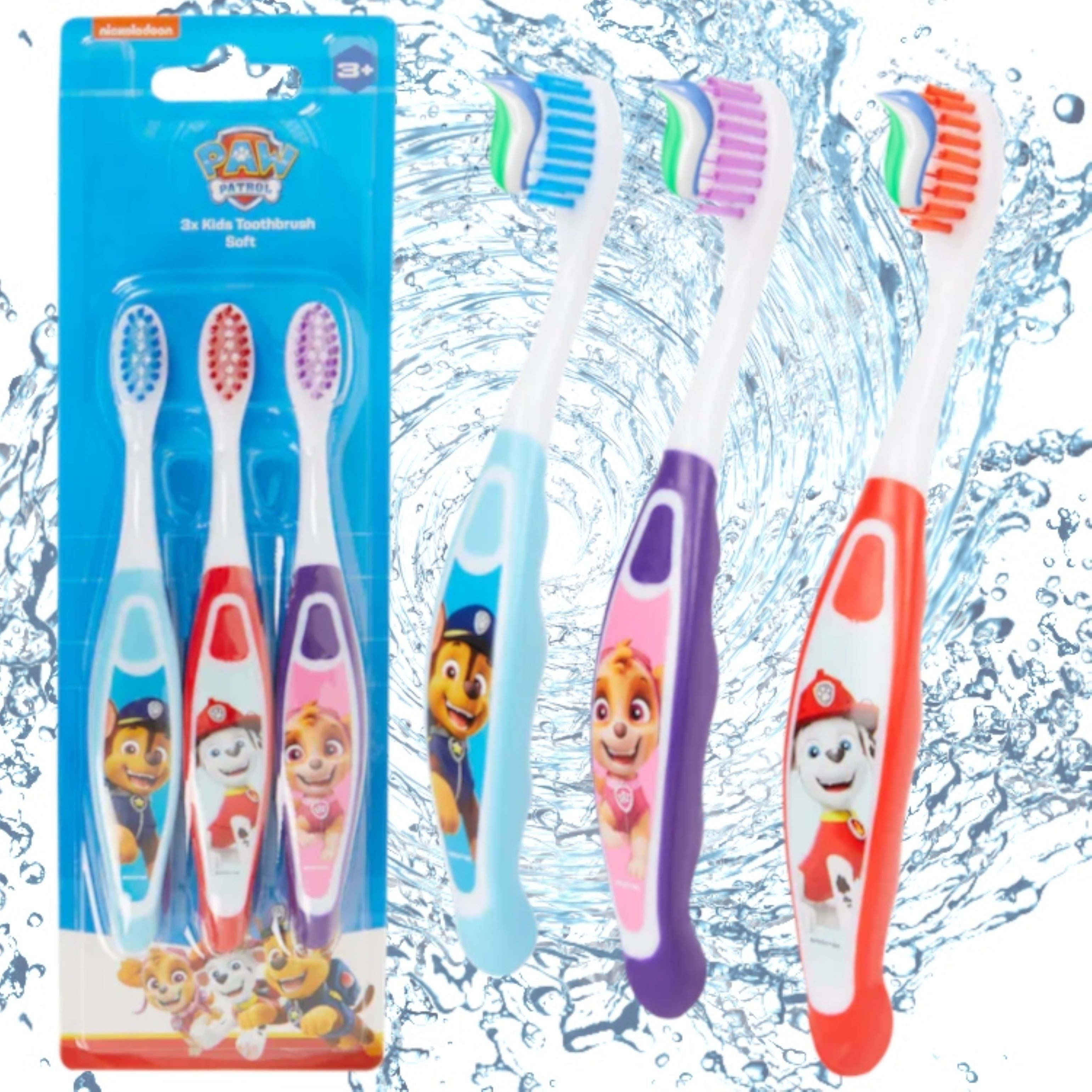 PAW PATROL Zahnbürste Paw Patrol Kinderzahnbürsten 3er-Set – Chase, Skye & Marshall