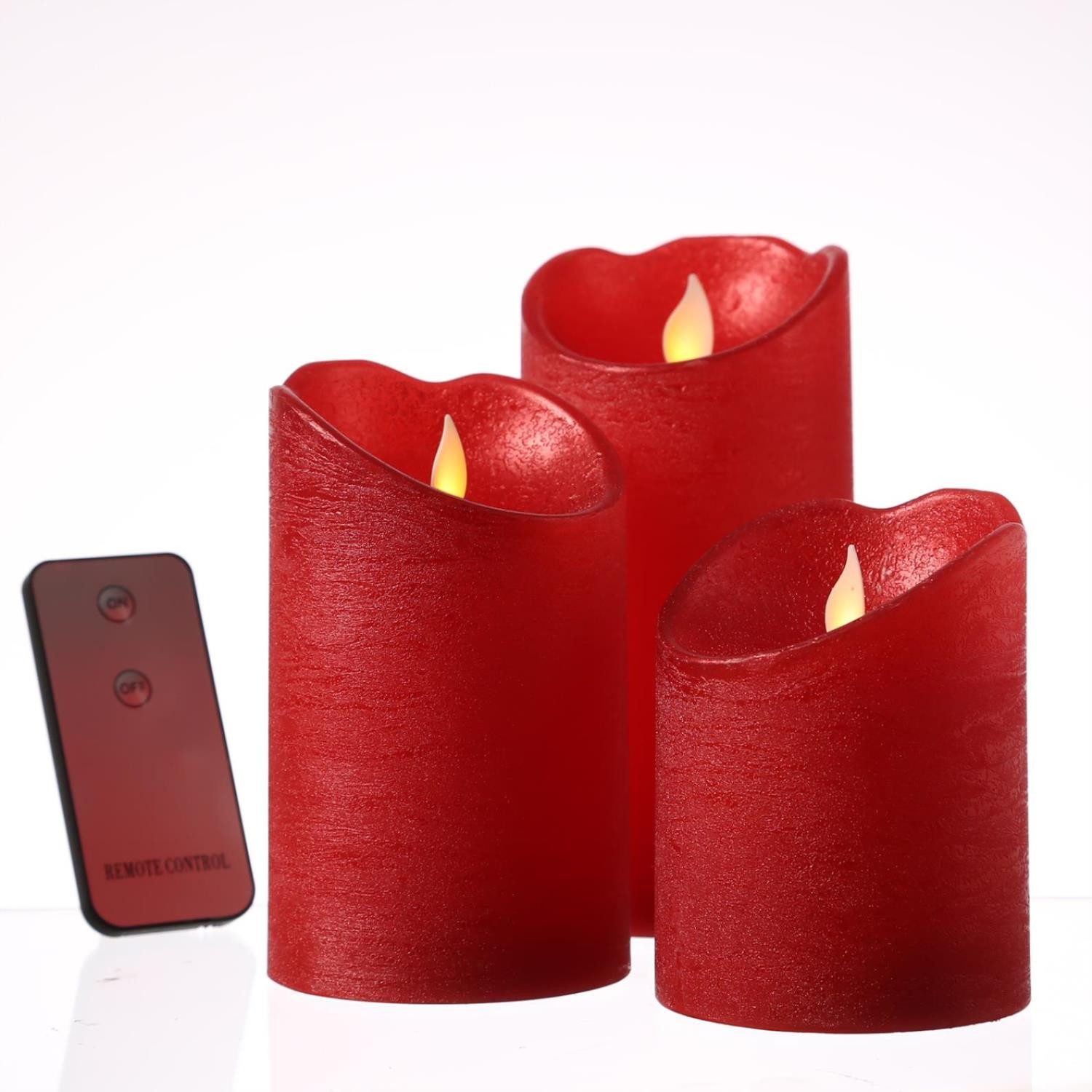 MARELIDA LED-Kerze LED Kerzenset Rustik-Optik mit beweglicher Flamme ...