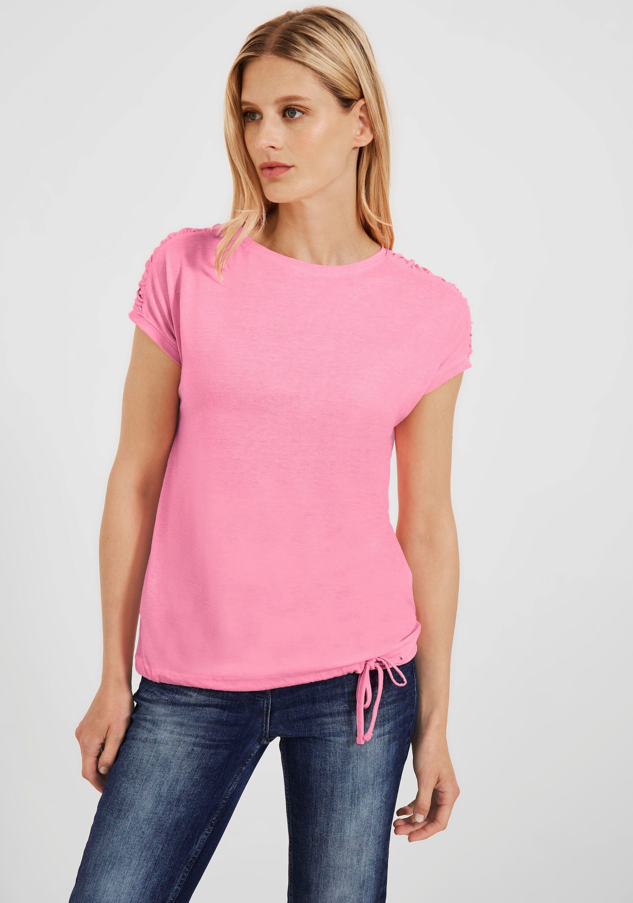 Einkaufen Cecil T-Shirt NOS Shoulder Fledermausärmeln pink soft mit Gathering S