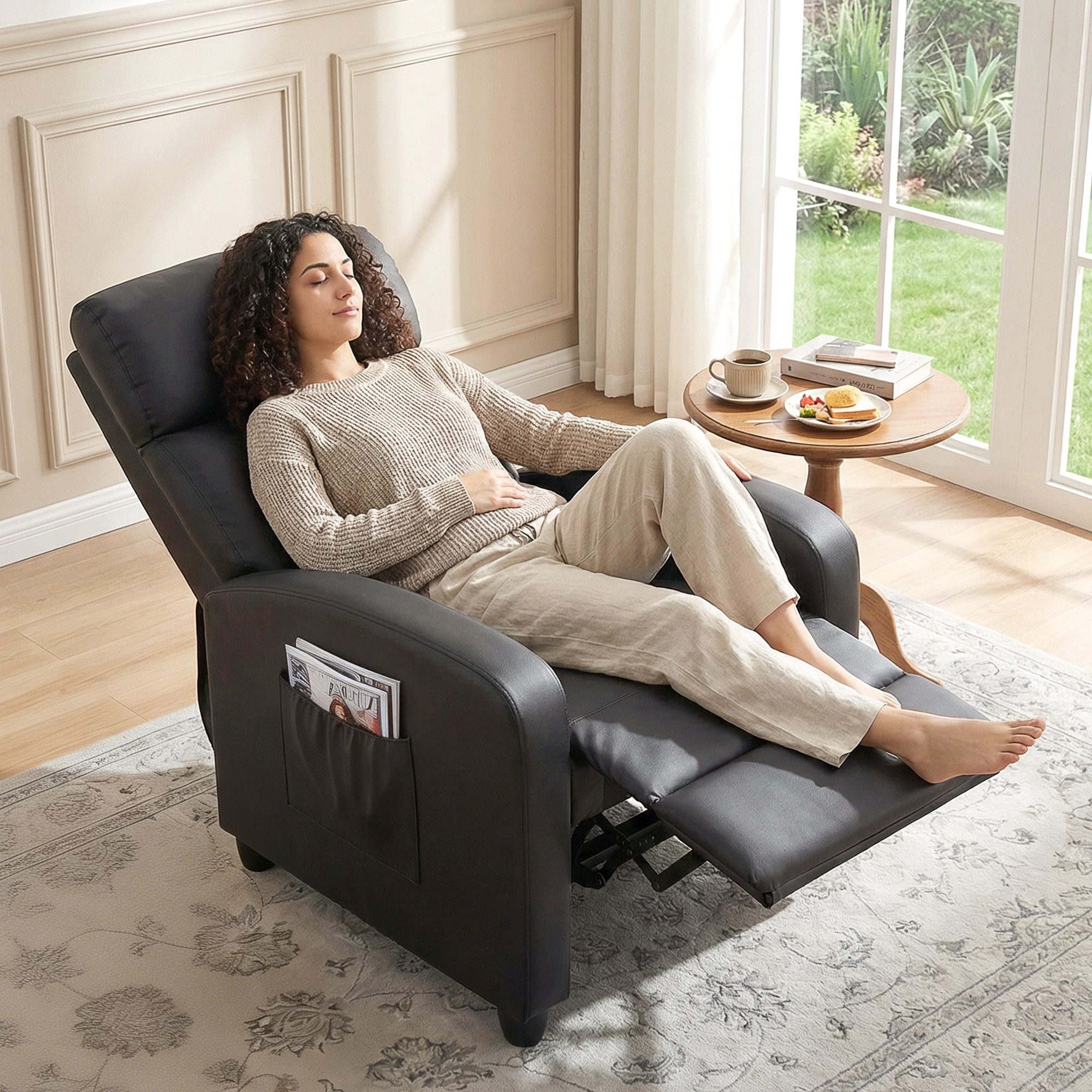 HOMCOM Massagesessel TV Sessel mit Fernbedienung, Seitentasche (Relaxsessel, 1-St., Fernsehsessel mit Vibrationsmassage), aus Kunstleder, …