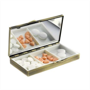 Lantelme Pillendose Medikamentenbox mit Spiegel (1 St), Messing