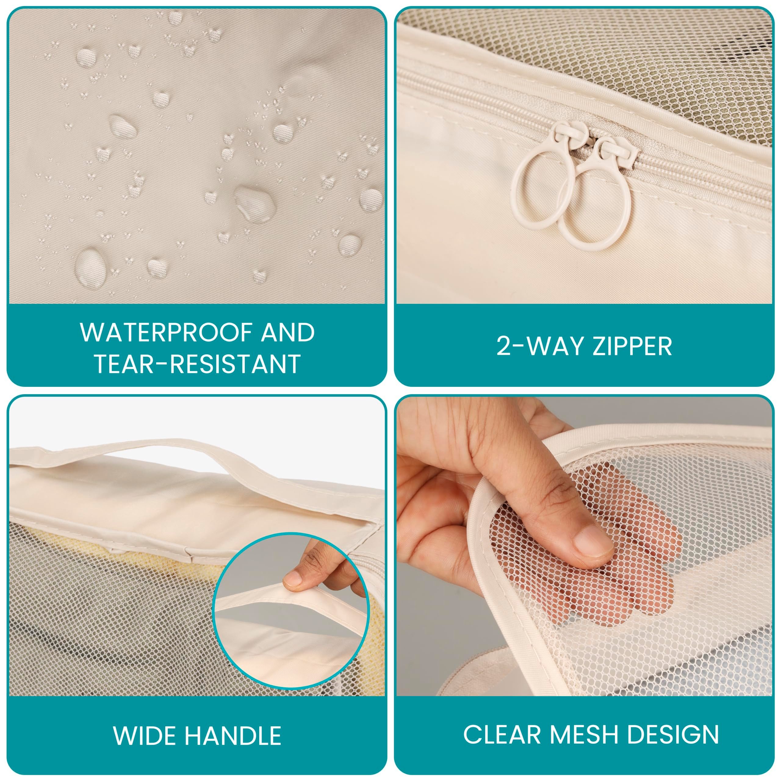 Belle Vous Kofferorganizer BELLE VOUS 8er Koffer Organizer Creme, Wasserdicht, Reise Set XL