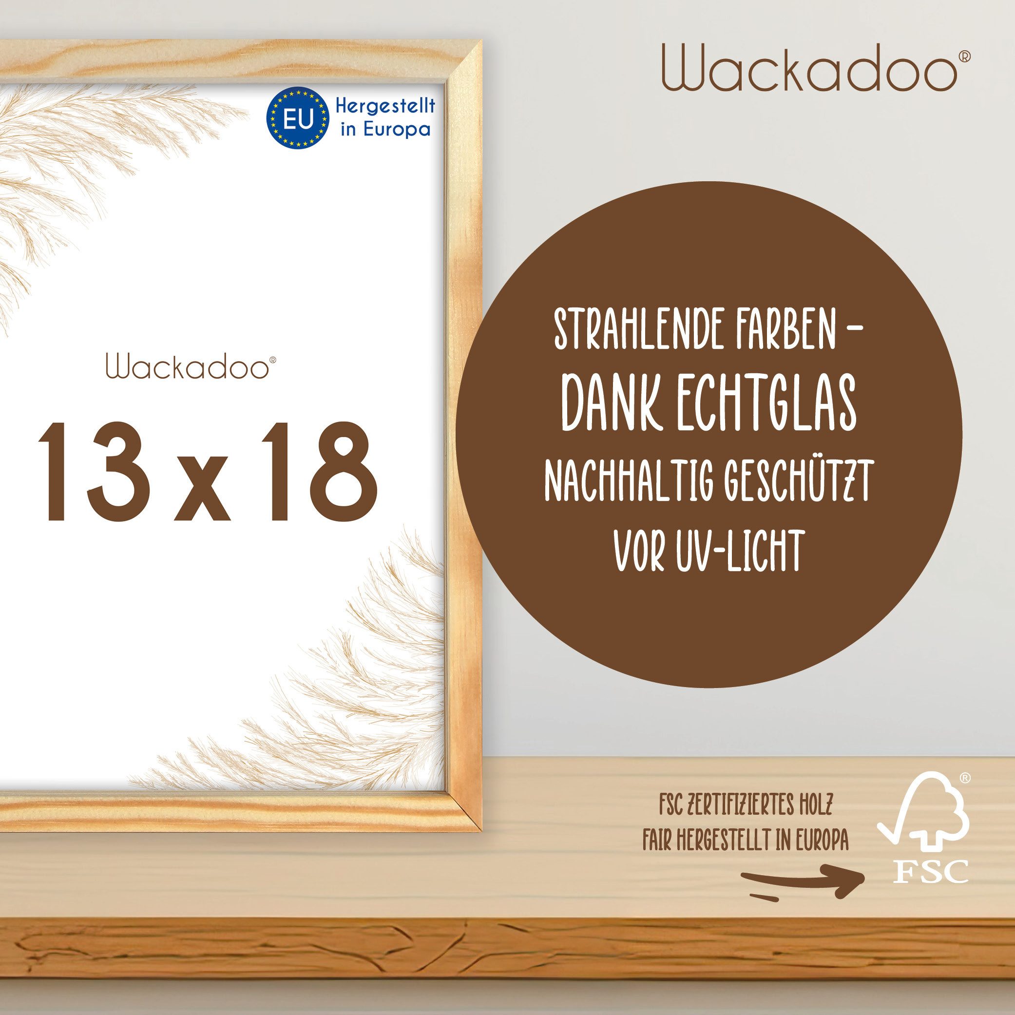 Wackadoo Living Bilderrahmen Holzbilderrahmen mit Glas für Einzelbilder div günstig online kaufen