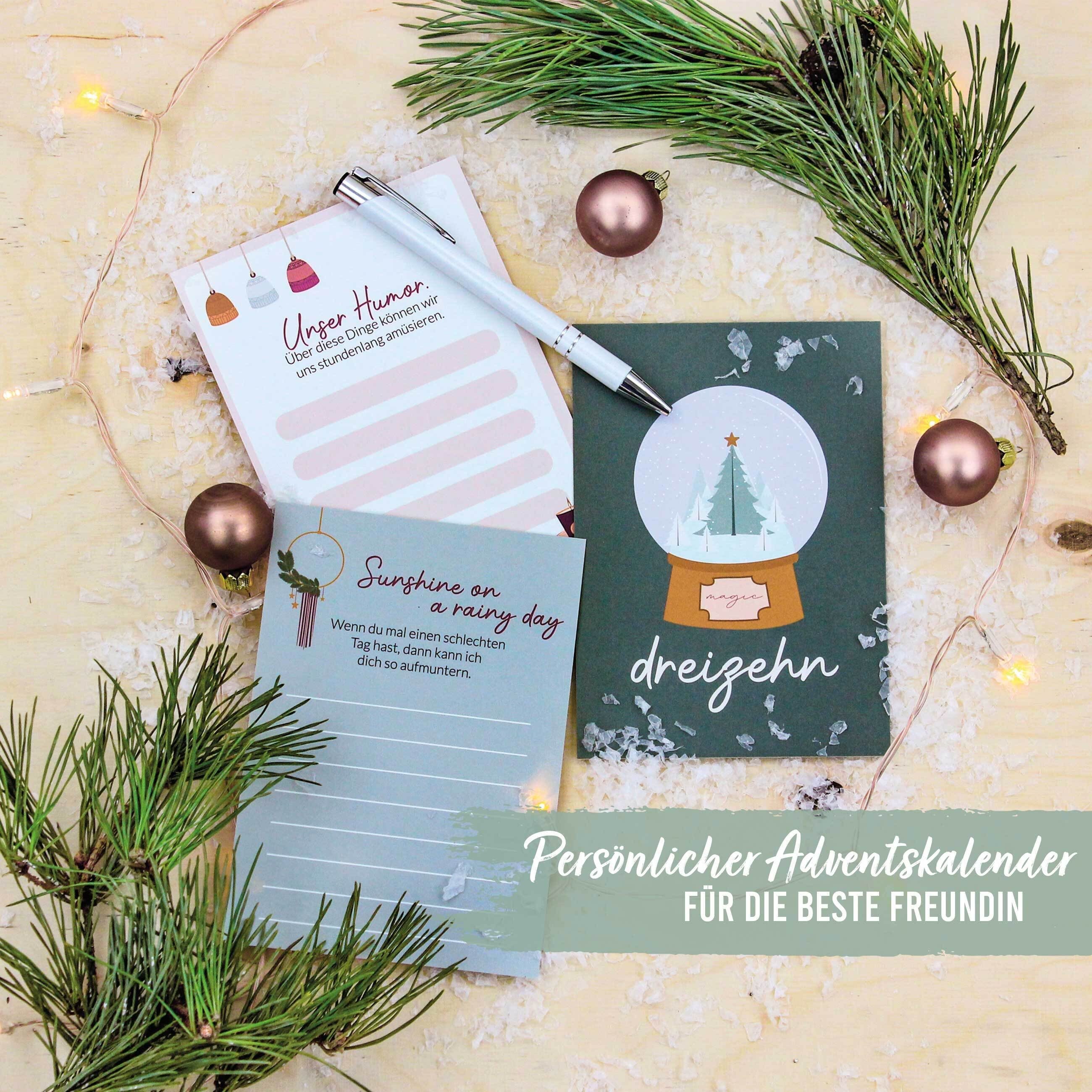 PAPIERDRACHEN Adventskalender 24 Karten Adventskalender - Geschenkidee in der Vorweihnachtszeit, zum Basteln und Verschenken