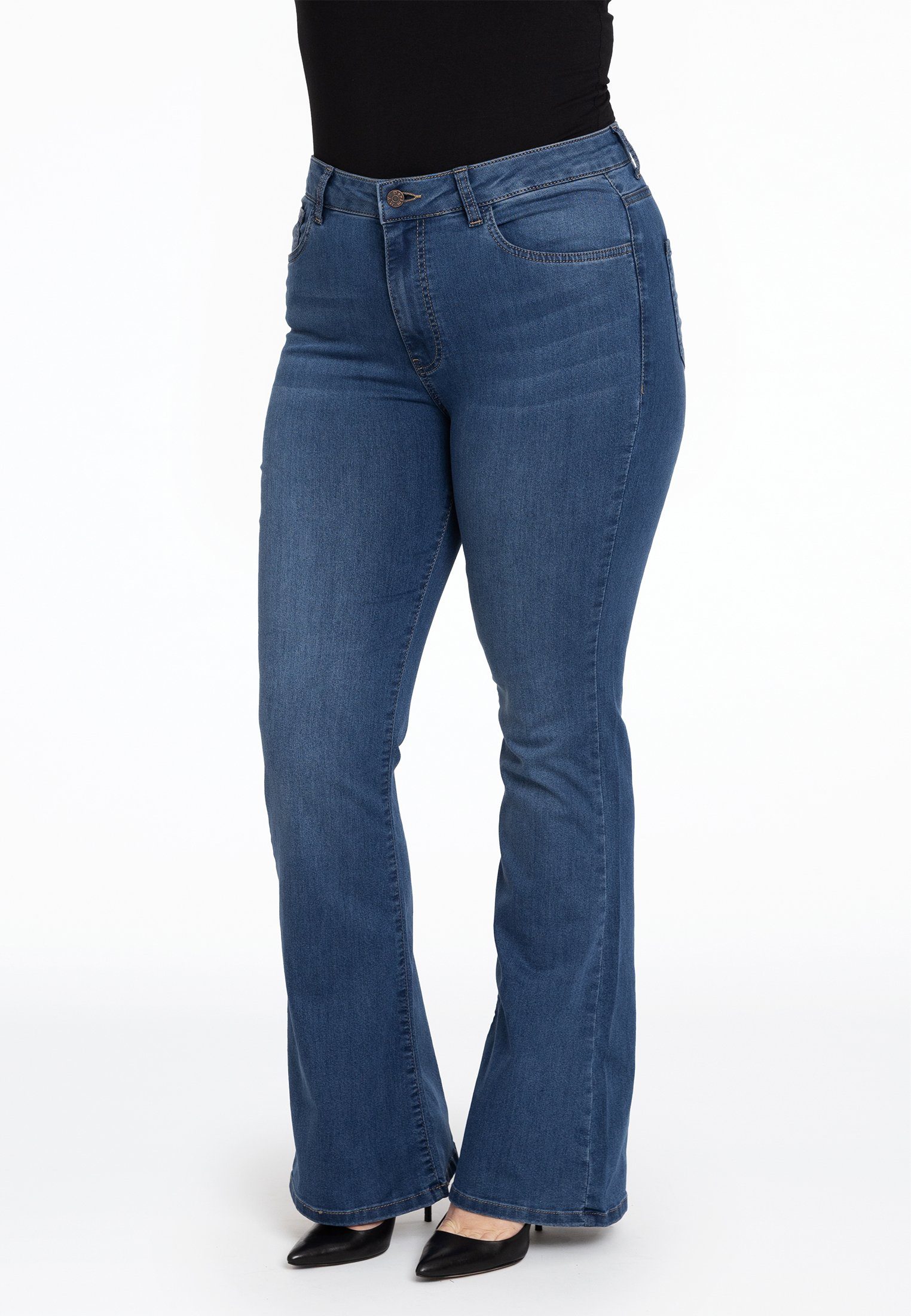 Größen Große High-waist-Jeans Yoek indigo