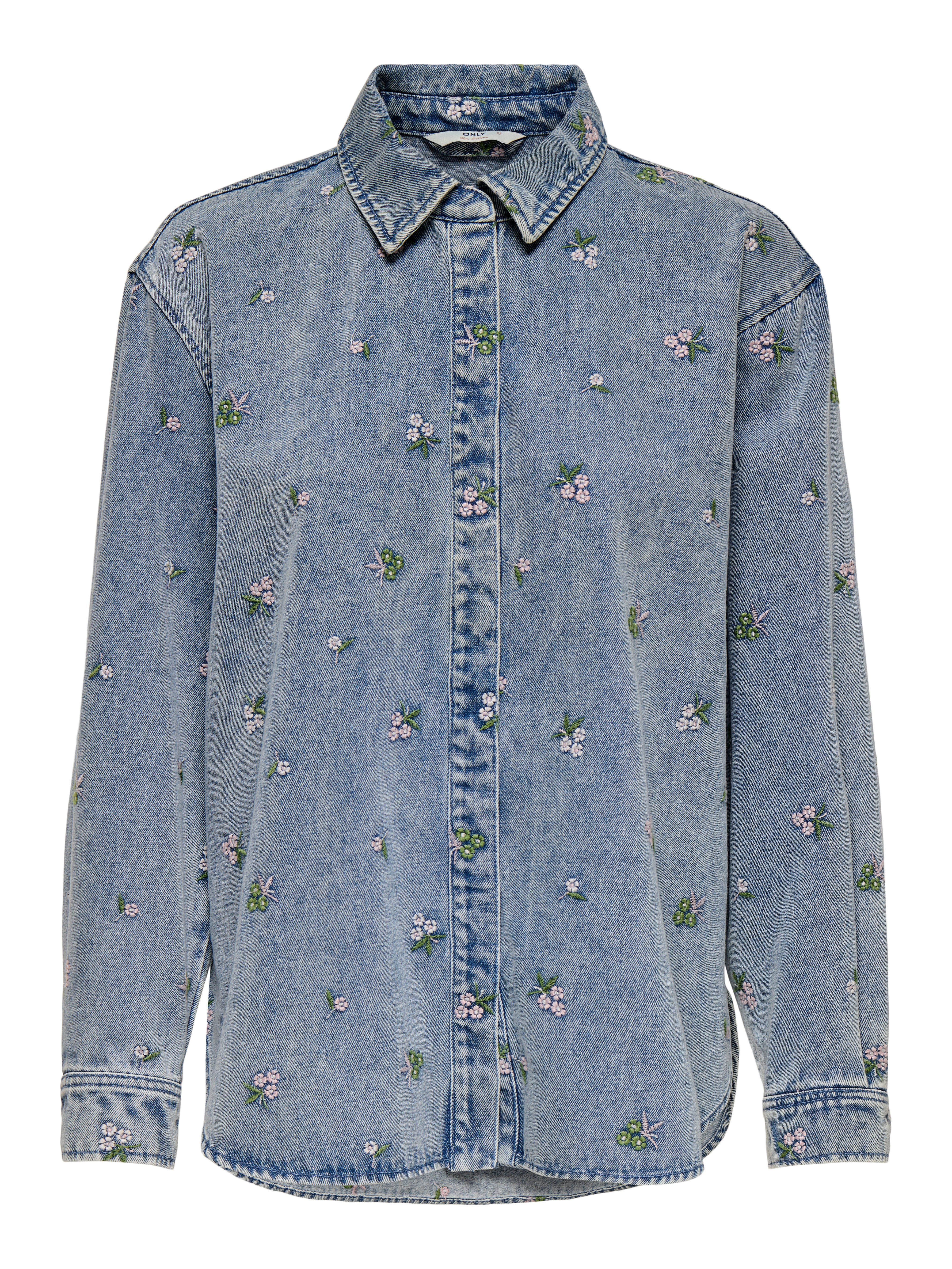 Jeansbluse ONLVERA L/S FLOWER EMB SHIRT DNM YOR