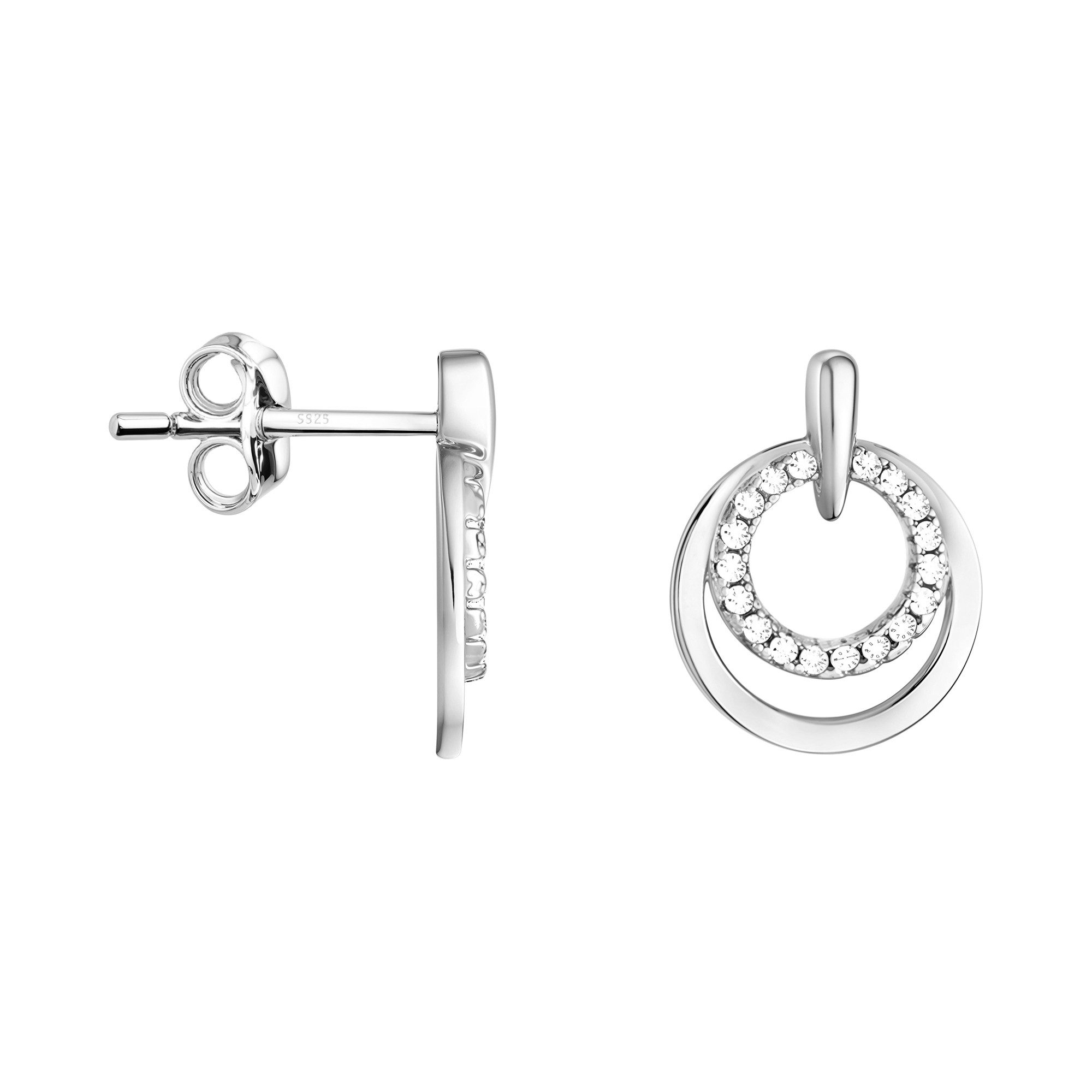 Sofia Milani Paar Ohrstecker Kreise, 925 Silber Damen Schmuck - E1608