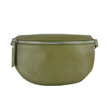 lePelou Bauchtasche TONI KHAKI MIT WECHSELGURT, echt Leder, made in Italy