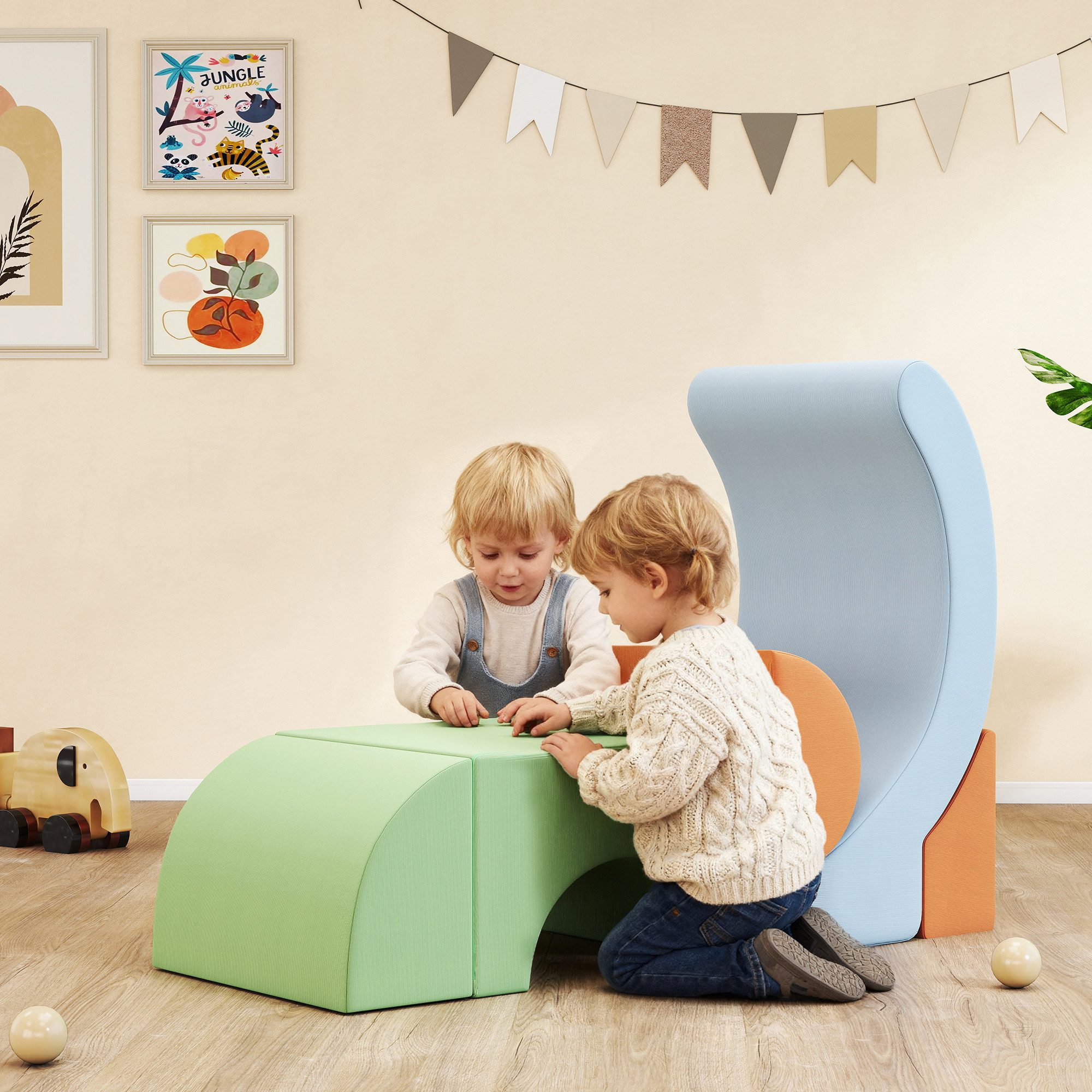 AIYAPLAY für Kleinkinder, leichtes Gewicht Spielbausteine, (Kletter- und Spielset, 5 St., Bausteinset), Klettern Großbausteine mit Cord-Optik Bauklötze Mehrfarbig