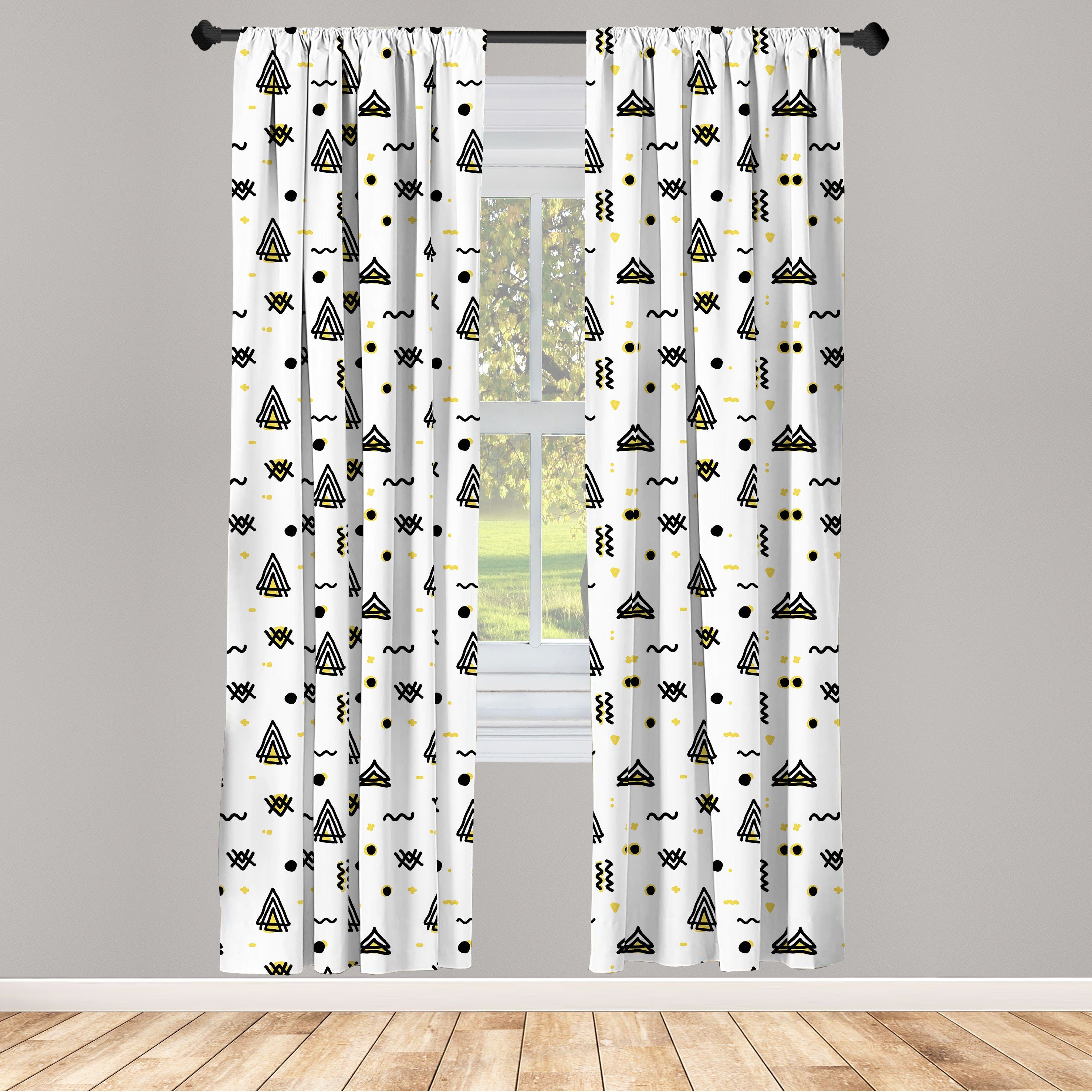 Gardine Vorhang für Wohnzimmer Schlafzimmer Dekor, Abakuhaus, Microfaser, Stammes Zusammenfassung Gebogene Stripes