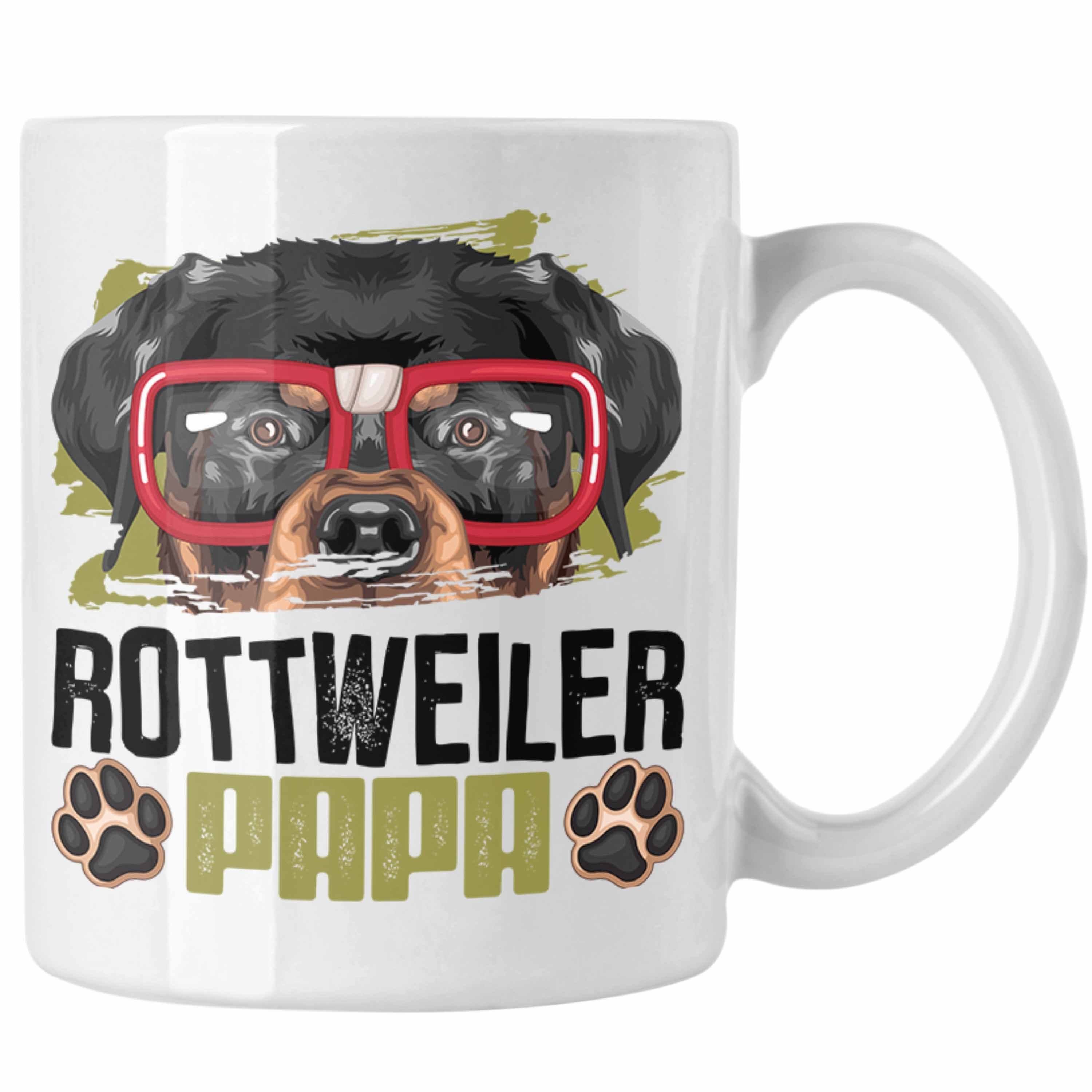 Trendation Tasse Rottweiler Papa Besitzer Tasse Geschenk Lustiger Spruch Geschenkidee R Weiss