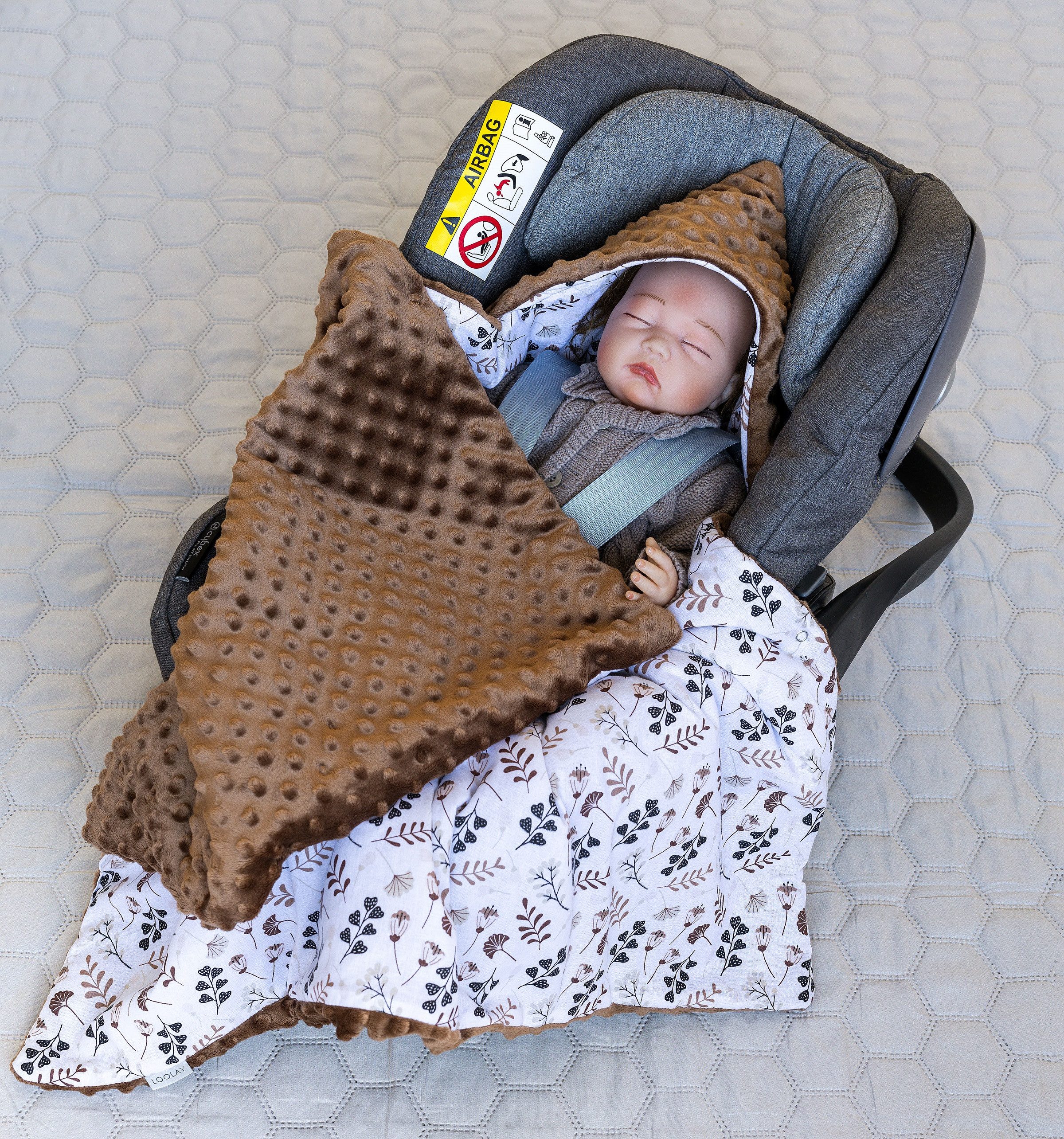Babytrage Einschlagdecke für Kinder Autositz und Babyschale Babytrage 90 x 90 cm