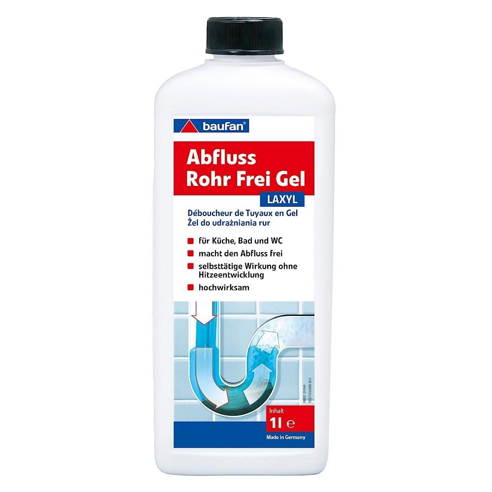 baufan® LAXYL Abfluss Rohr Frei Gel 1Liter Abflussreiniger Rohrreiniger (zur schnellen und selbsttätigen Beseitigung von Verstopfungen)