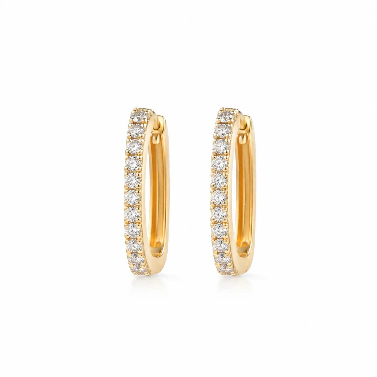 Suzan Gold Creolen-Set 585 Gold schmal Zirkonia Reihe, Zeitloses Design, vielseitig kombinierbar, ideal als Geschenk