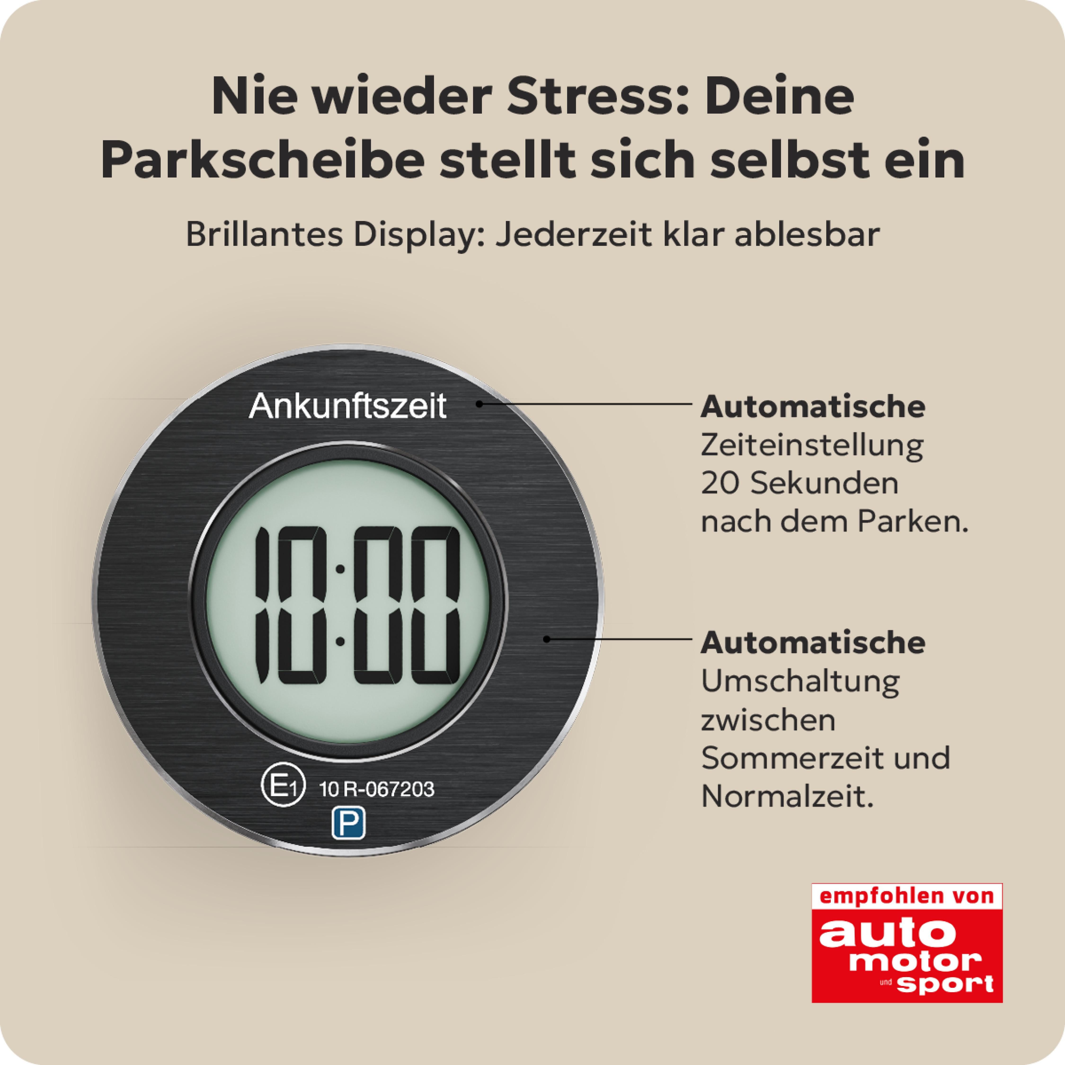 NeedIt elektronische Parkscheibe ParkOne, Automatische Parkzeiterfassung, Magnetische Halterung