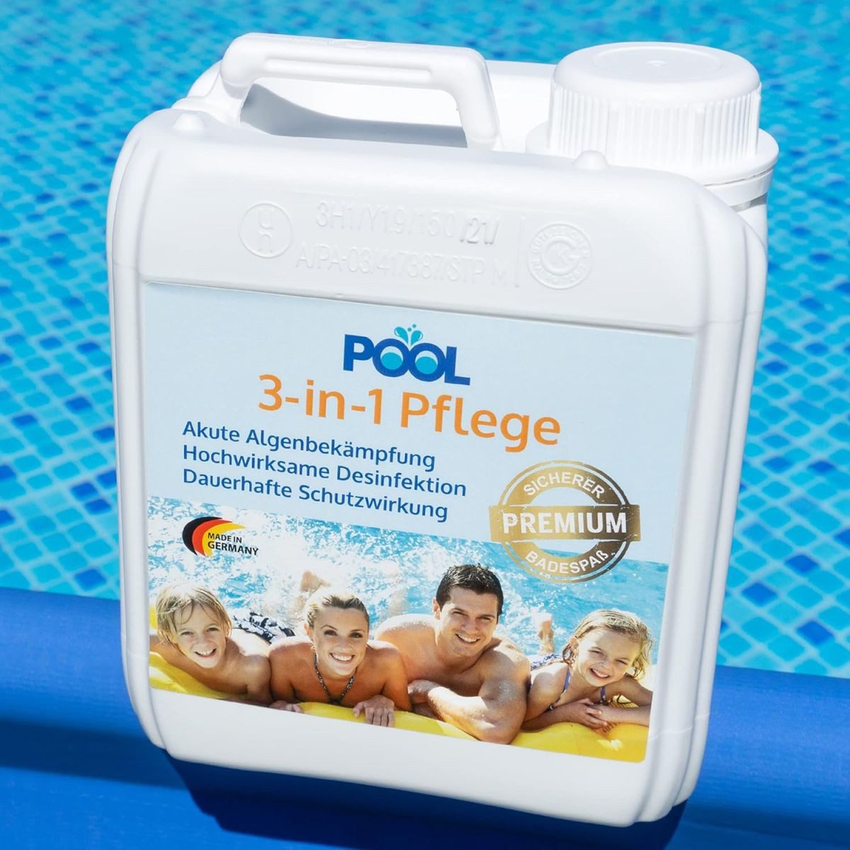 Zooprinz Poolpflege Starter Set 3-in-1, 2 Liter, Keimschutz Desinfektion Algenstopp, Verhindert Algenbildung, für klares Wasser, Made in Germany