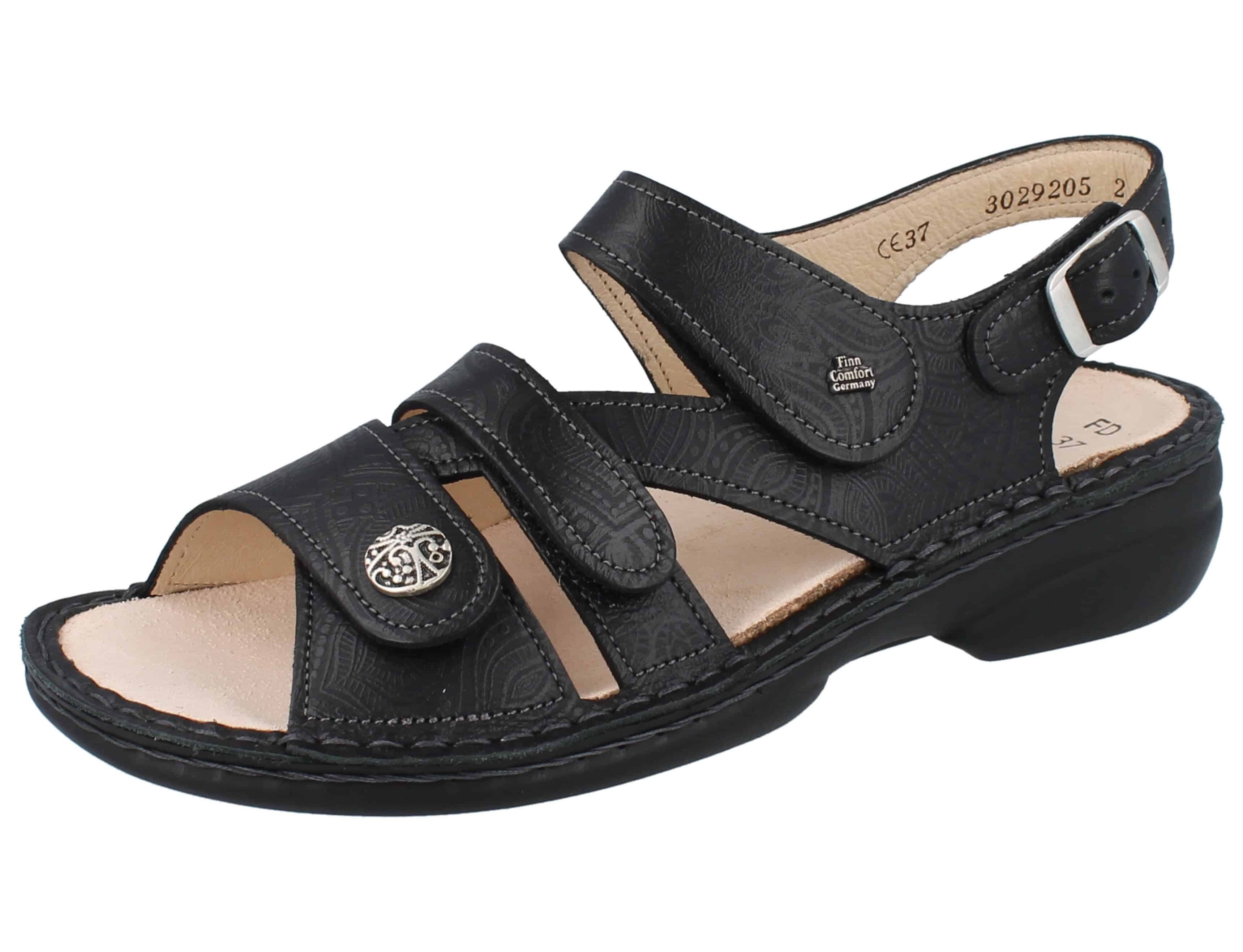 FINN COMFORT Gomera Damen Sandale schwarz geprägtes Glattleder - Sandale