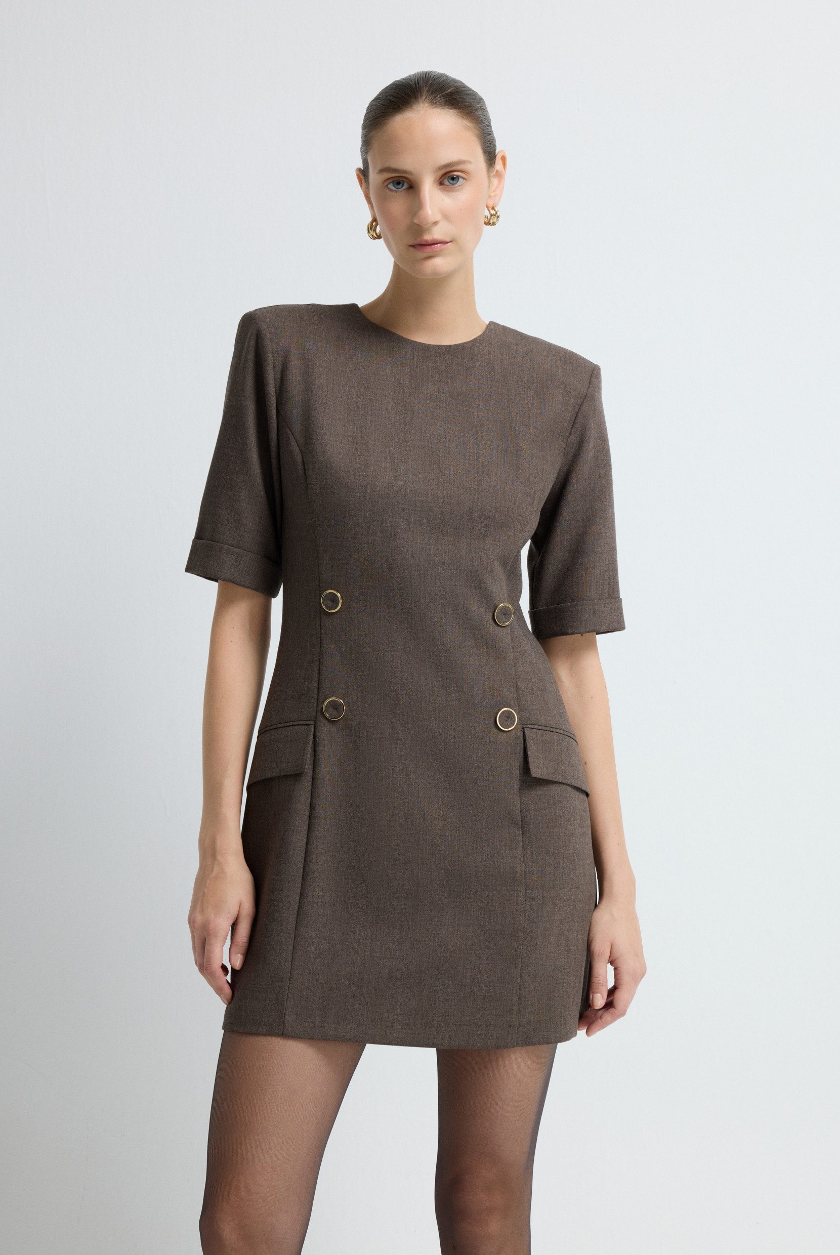 adL Hemdblusenkleid Kurzärmeliges Minikleid