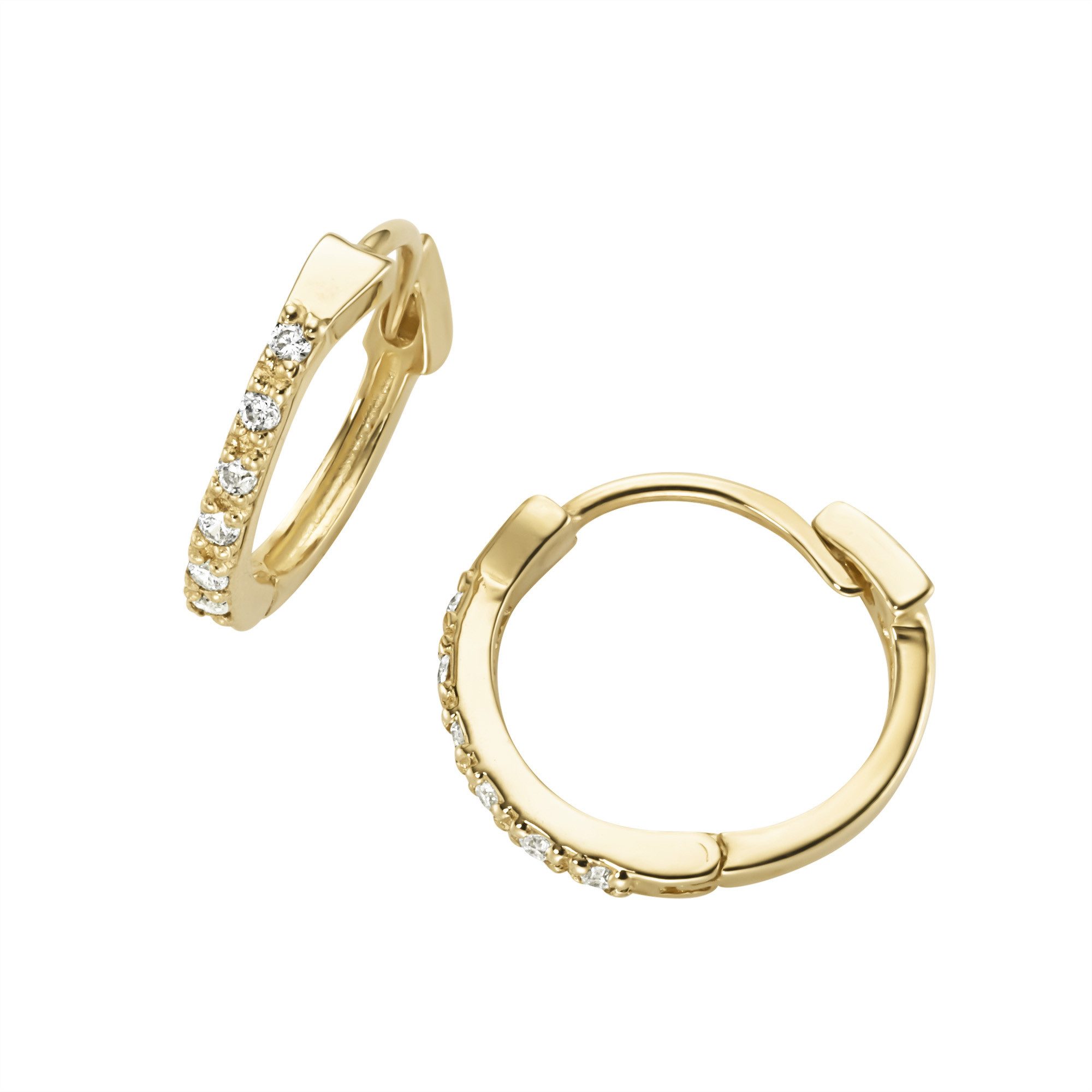 Paar Creolen mit Zirkonia, Gold 375