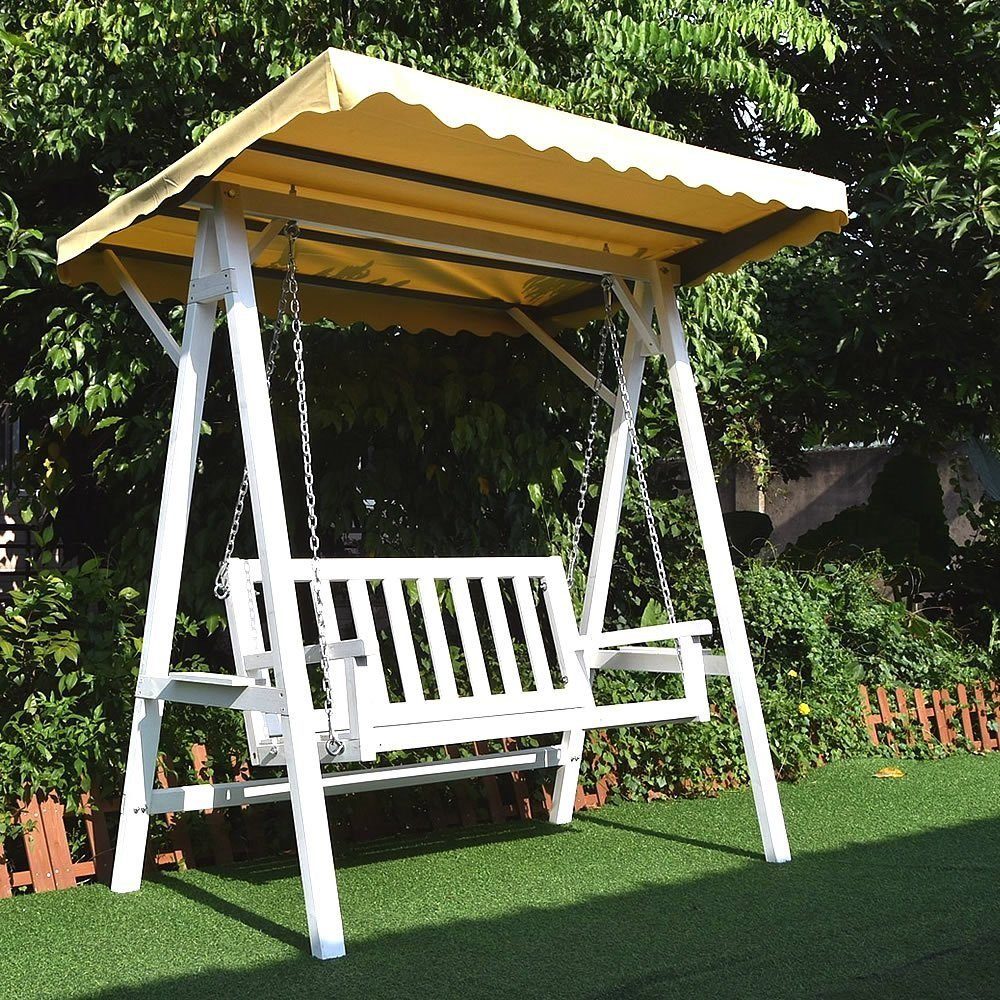 Melko Hollywoodschaukel Hollywoodschaukel Gartenschaukel Hängeschaukel mit Dach Schaukelbank, 2-Sitzer, Stück, Premium-Schaukel, Stabile Kettenaufhängung