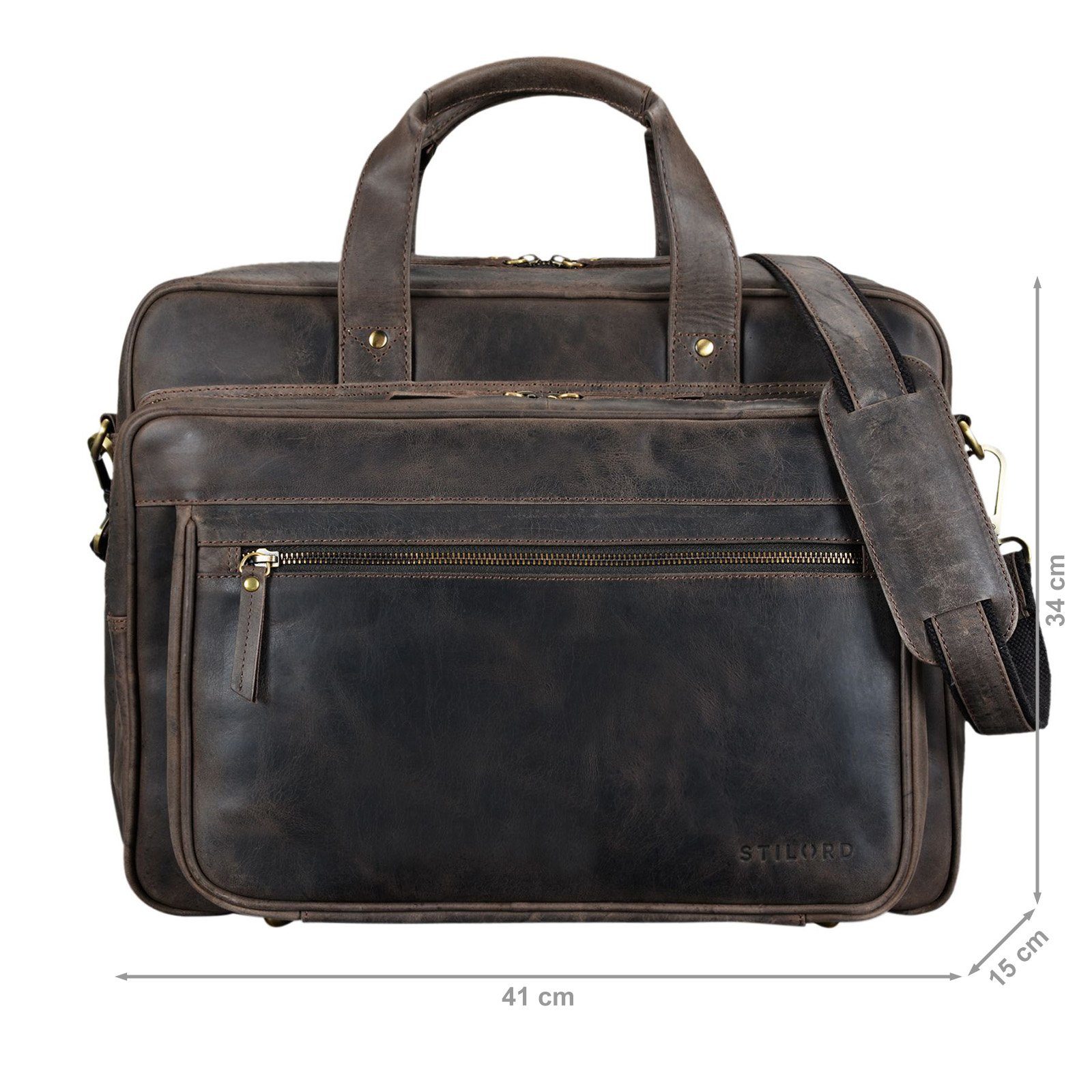 STILORD Aktentasche "Walt" Vintage Aktentasche Leder Herren Damen
