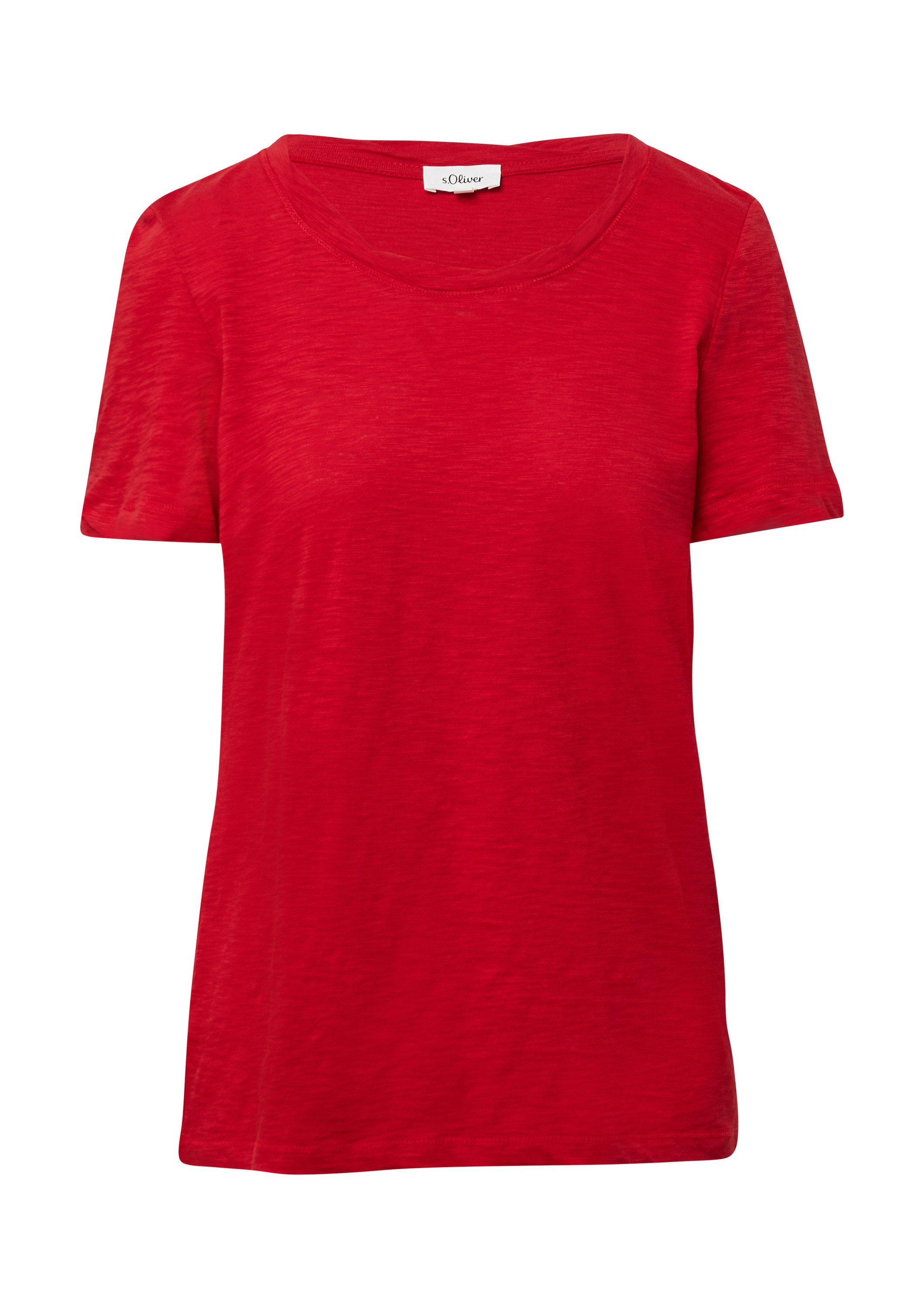 s.Oliver Kurzarmshirt T-Shirt T-Shirt mit Flammgarnstruktur und Ausschnitt- günstig online kaufen