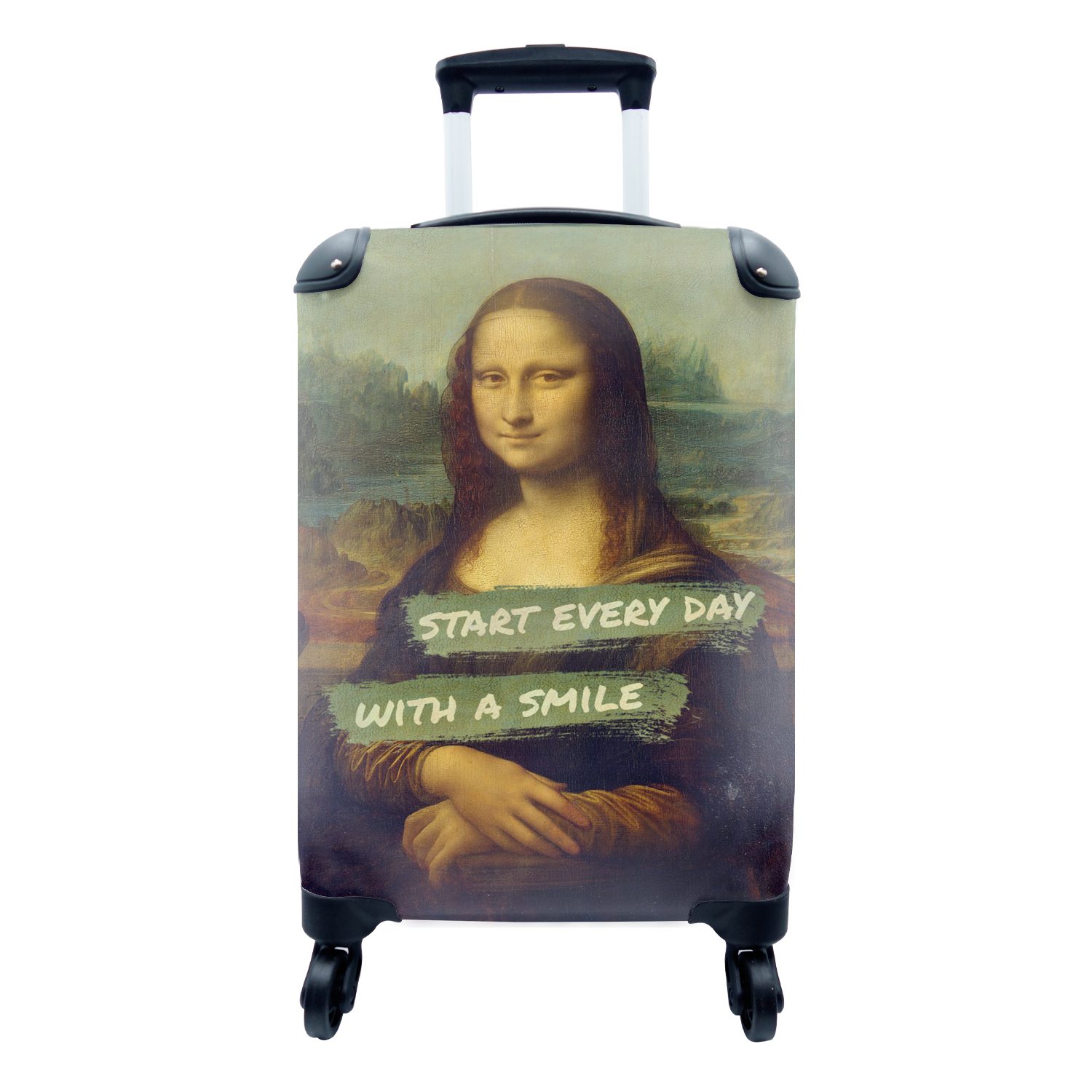 MuchoWow Handgepäckkoffer Mona Lisa - Da Vinci - Zitat, 4 Rollen, Reisetasche mit rollen, Handgepäck für Ferien, Trolley, Reisekoffer