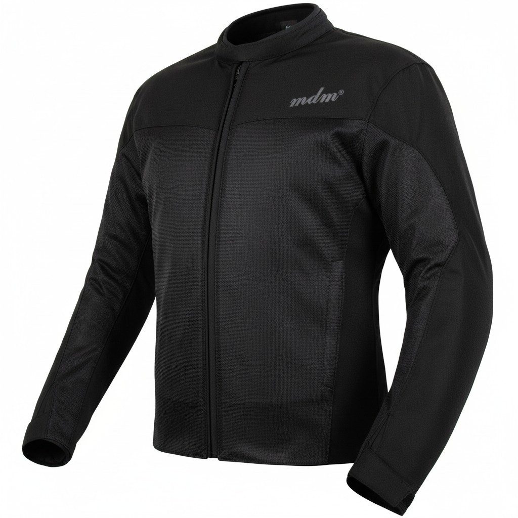 MDM Motorradjacke Herren Air Mesh Motorradjacke Schwarz, mit Protektoren, Atmungsaktiv Leicht für den Sommer
