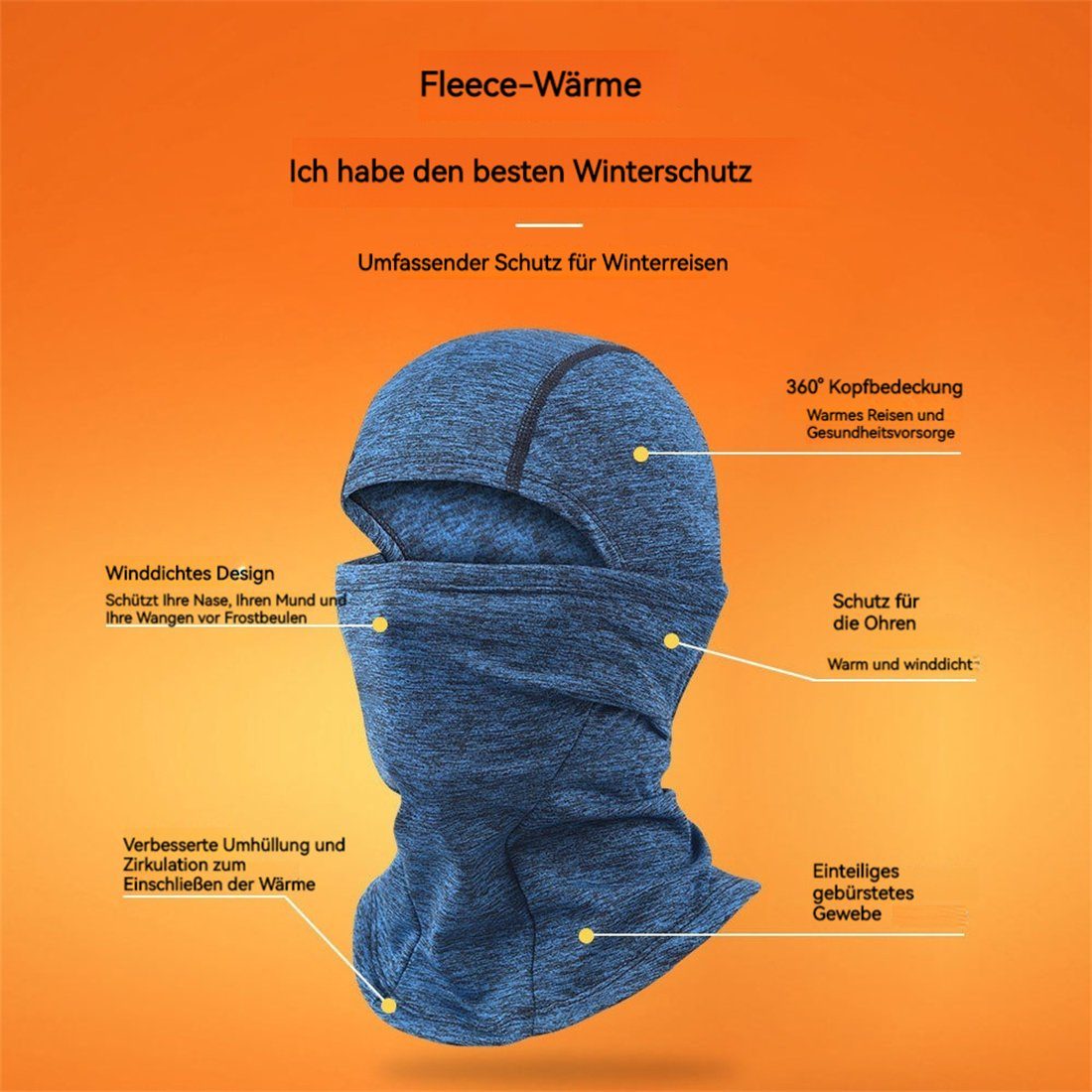 Schwarz Sturmhaube Maske Sport-Kopfbedeckung DÖRÖY Warme Outdoor-Reitsport, mit Puffer für den