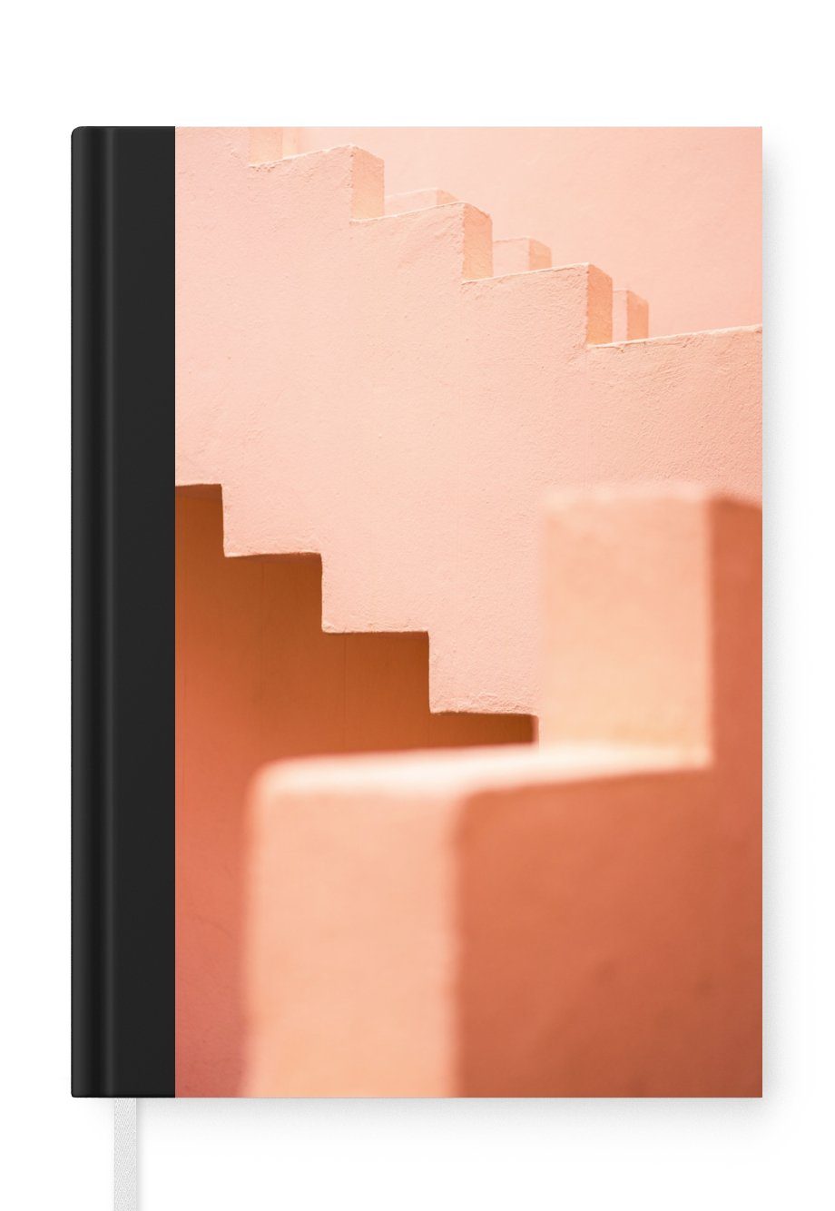 MuchoWow Notizbuch Architektur - Treppe - Pastell - Rosa, Journal, Merkzettel, Tagebuch, Notizheft, A5, 98 Seiten, Haushaltsbuch