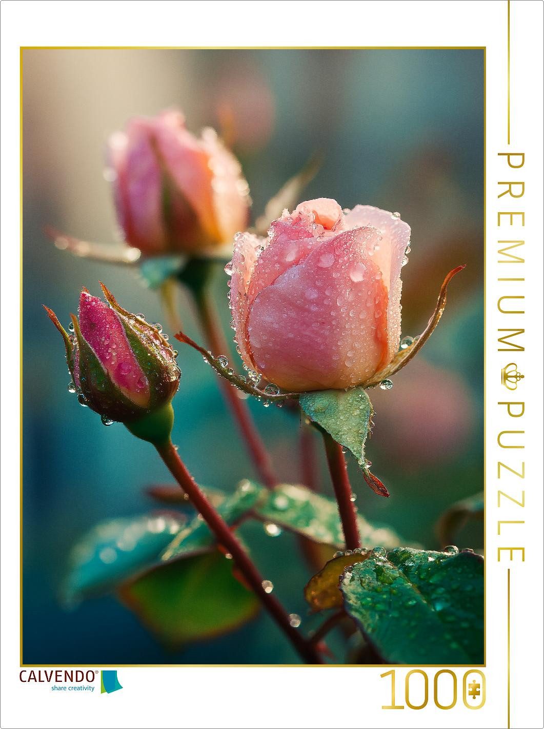 Puzzle CALVENDO Puzzle Rosenknospen mit Tautropfen, 1000 Teile Lege-Größe 64