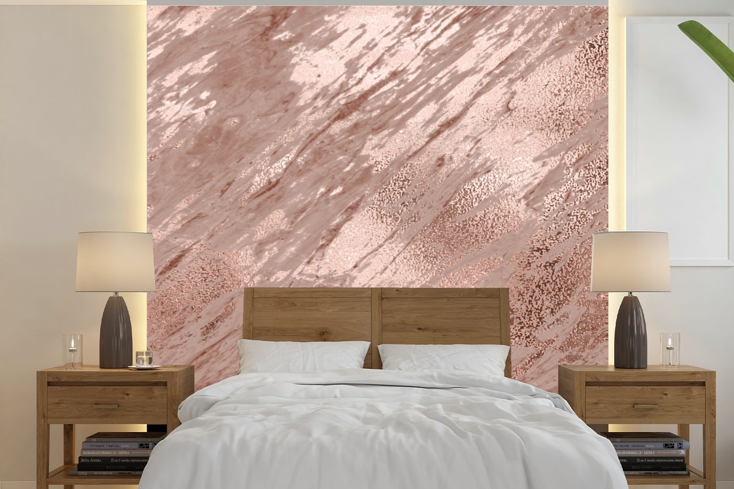 MuchoWow Tapete Marmor Schlafzimmer, - - für Fototapete St), Wandtapete Wohnzimmer bedruckt, Matt, Vinyl (5 Rosa, oder Muster