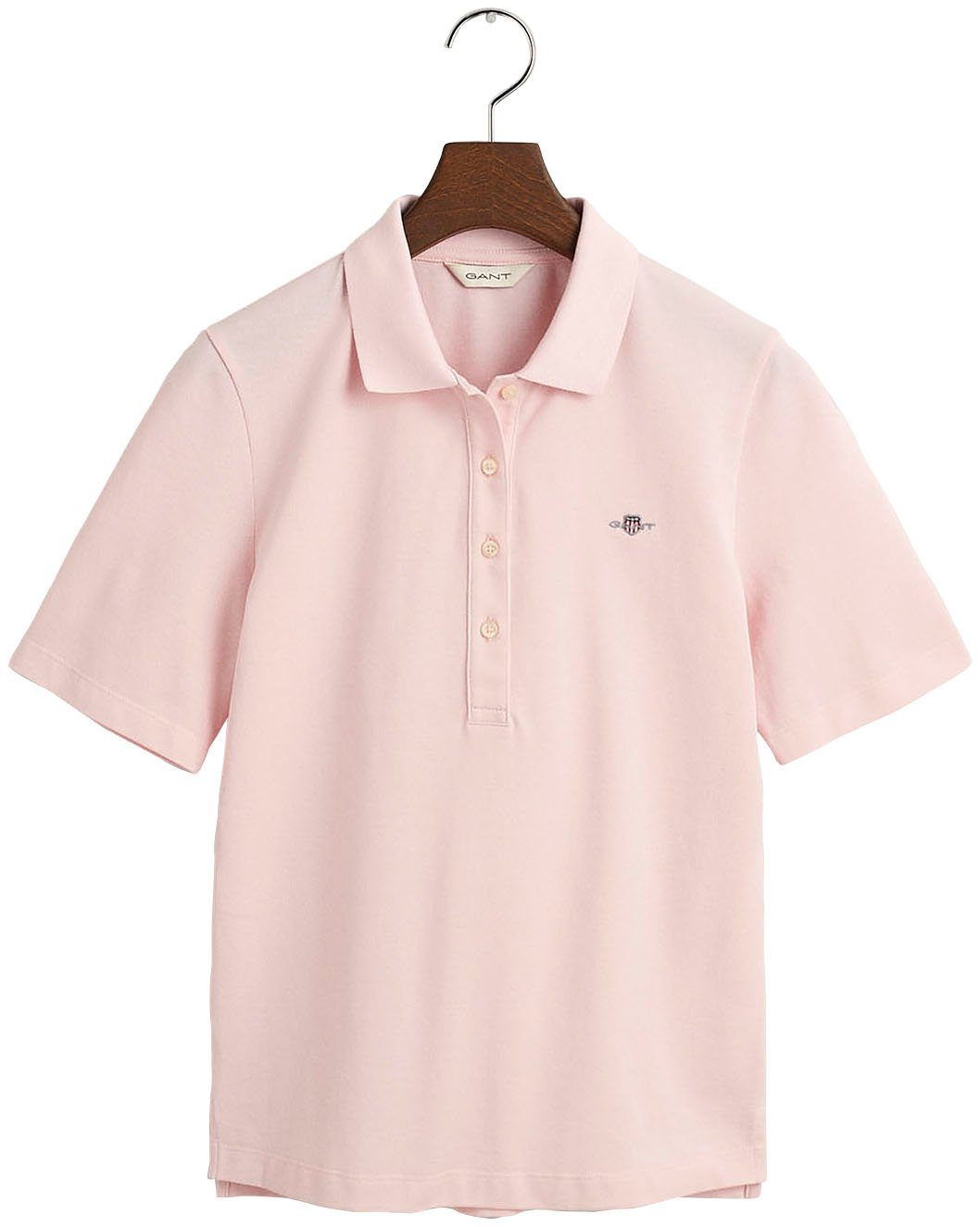 der Gant Poloshirt POLO mit faded SLIM SHIELD PIQUE Logostickerei KA Brust grafischer pink auf