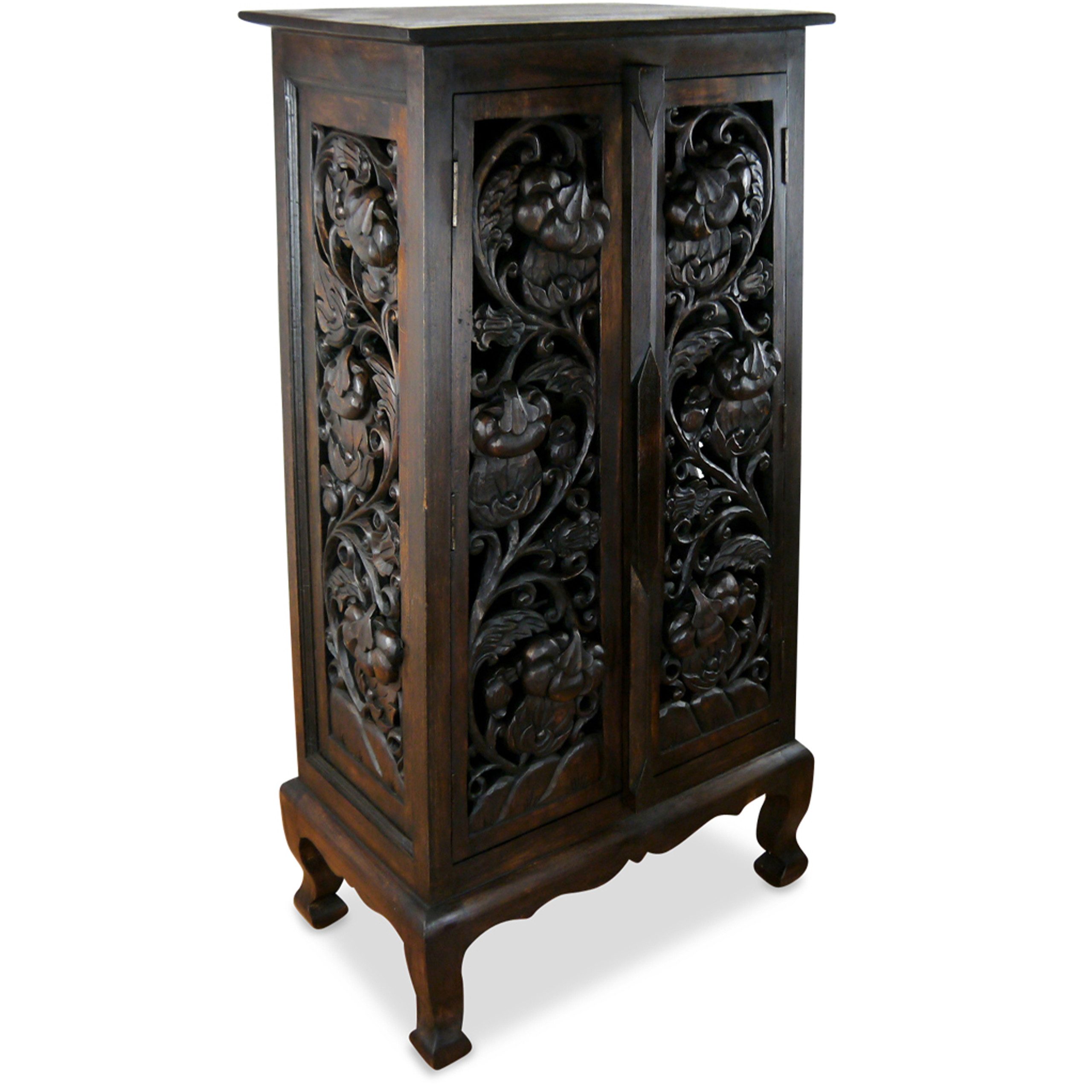 livasia Highboard Asiatischer Schrank Massivholz 65x35x125cm – Akazie, handgeschnitzt