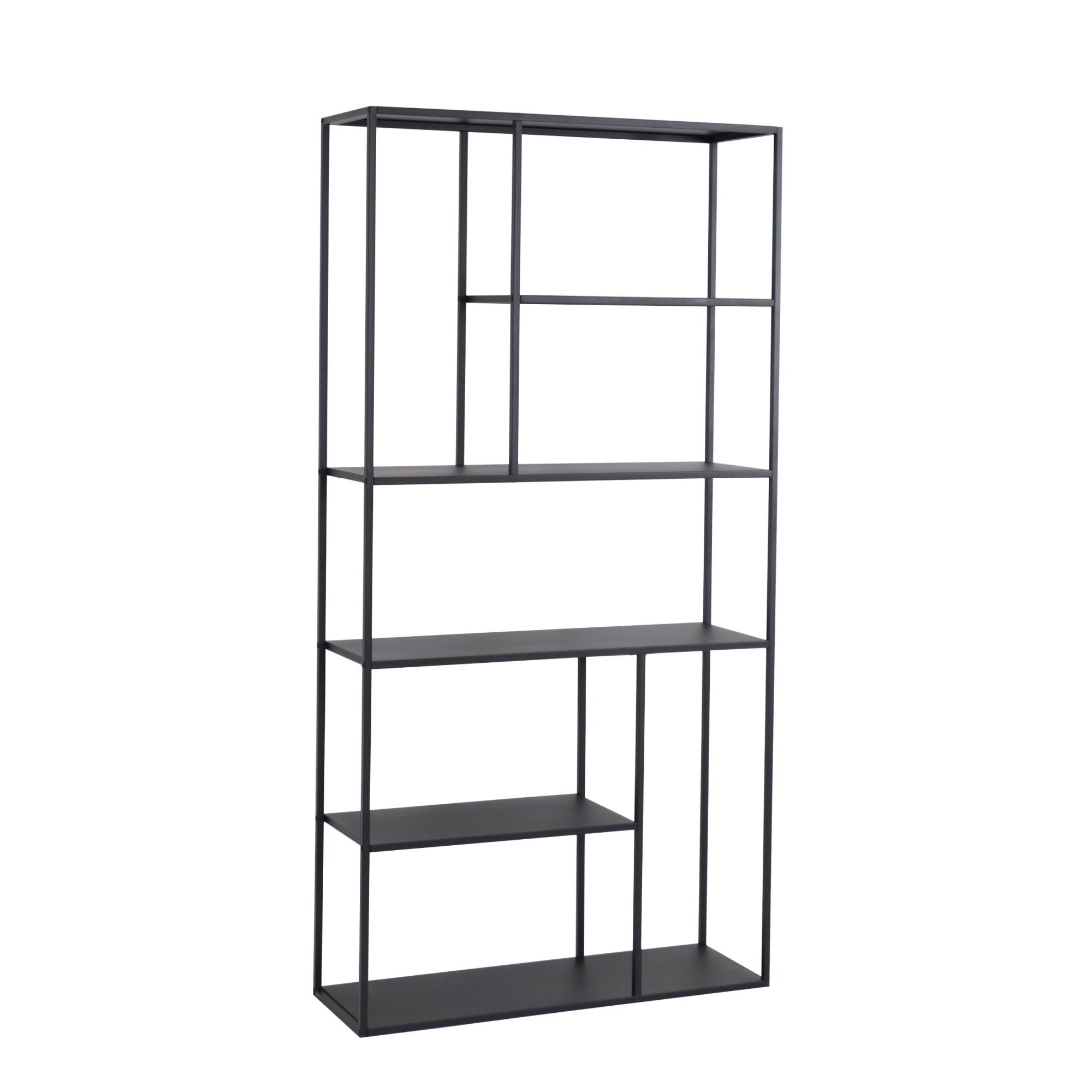 en.casa Standregal, »Vehmaa« mit 7 Fächern 90 x 30 x 188 cm Schwarz günstig online kaufen