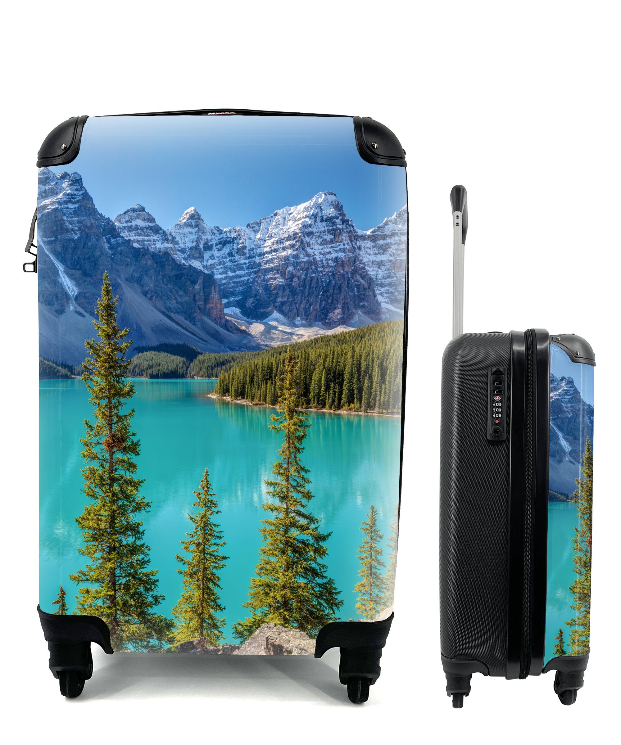 MuchoWow Handgepäckkoffer Der kanadische Moraine Lake am Nachmittag im Banff National Park, 4 Rollen, Reisetasche mit rollen, Handgepäck für Ferien, Trolley, Reisekoffer